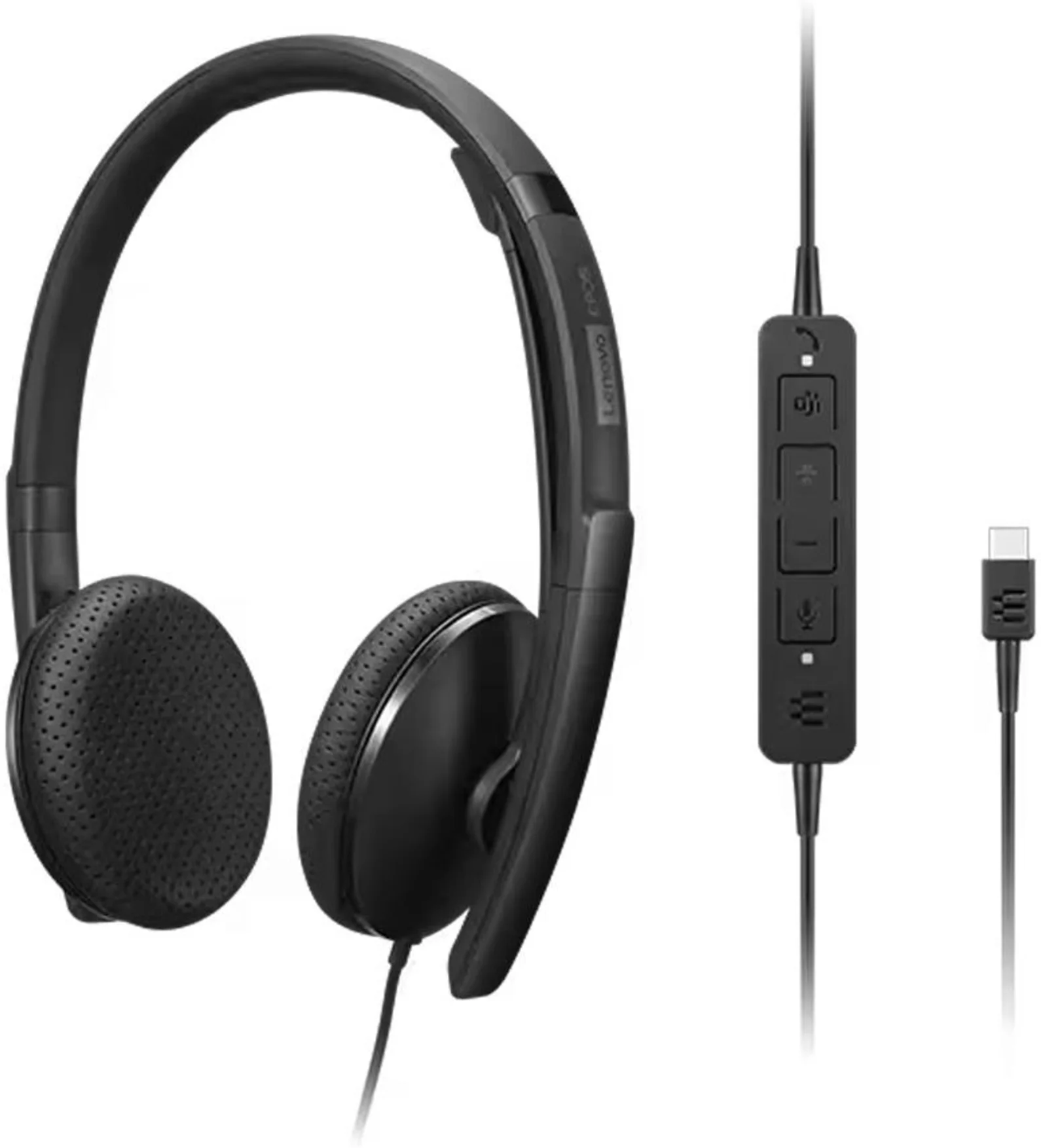 Imagen 1 de Audífonos Alámbricos OverEar Lenovo Wired VoIP, USB-C/USB-A Ms Teams, Negros