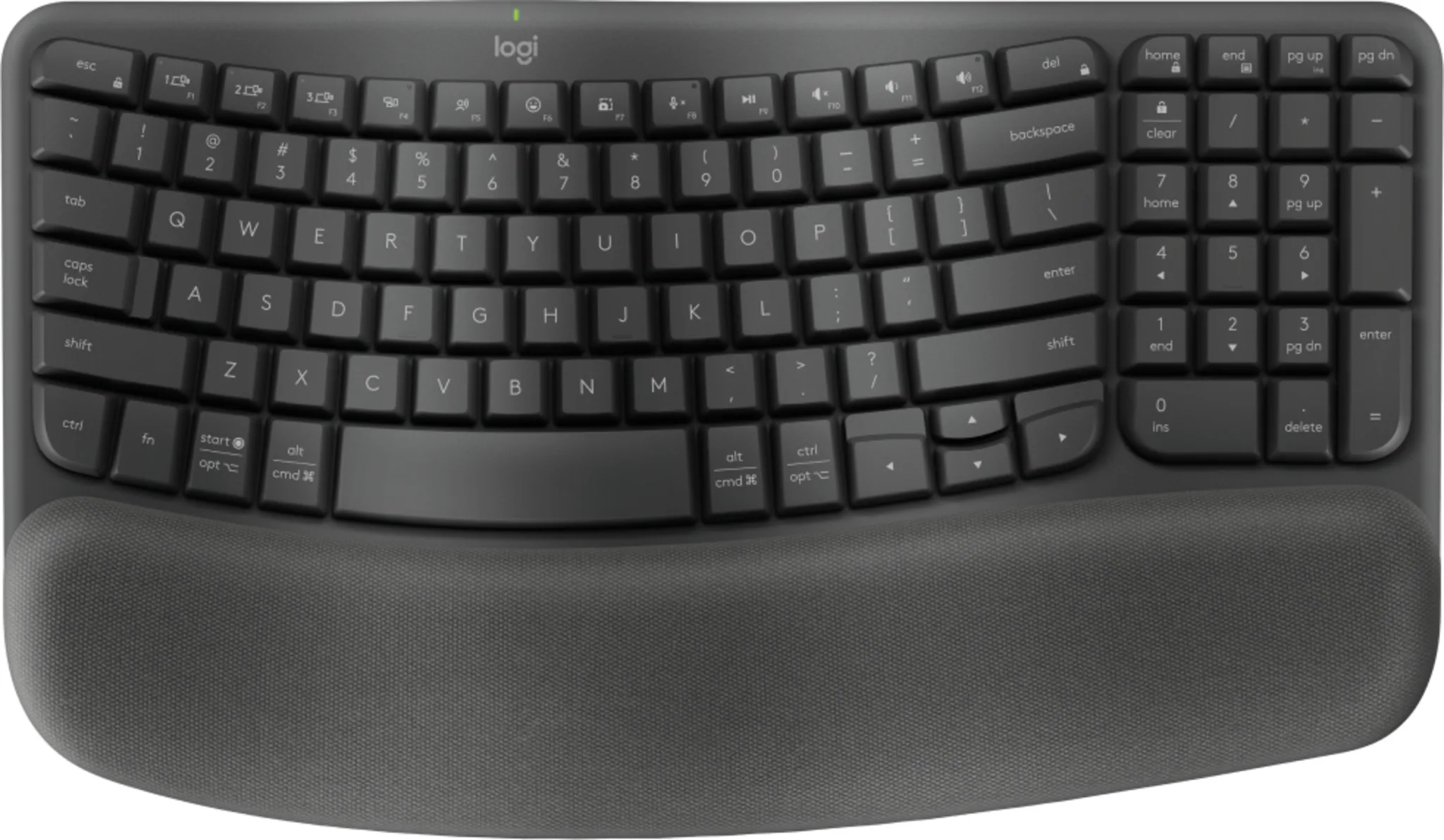 Imagen 0 de Teclado Inalámbrico Ergonómico Logitech WAVE KEYS Bluetooth USB RF Esp. Grafito