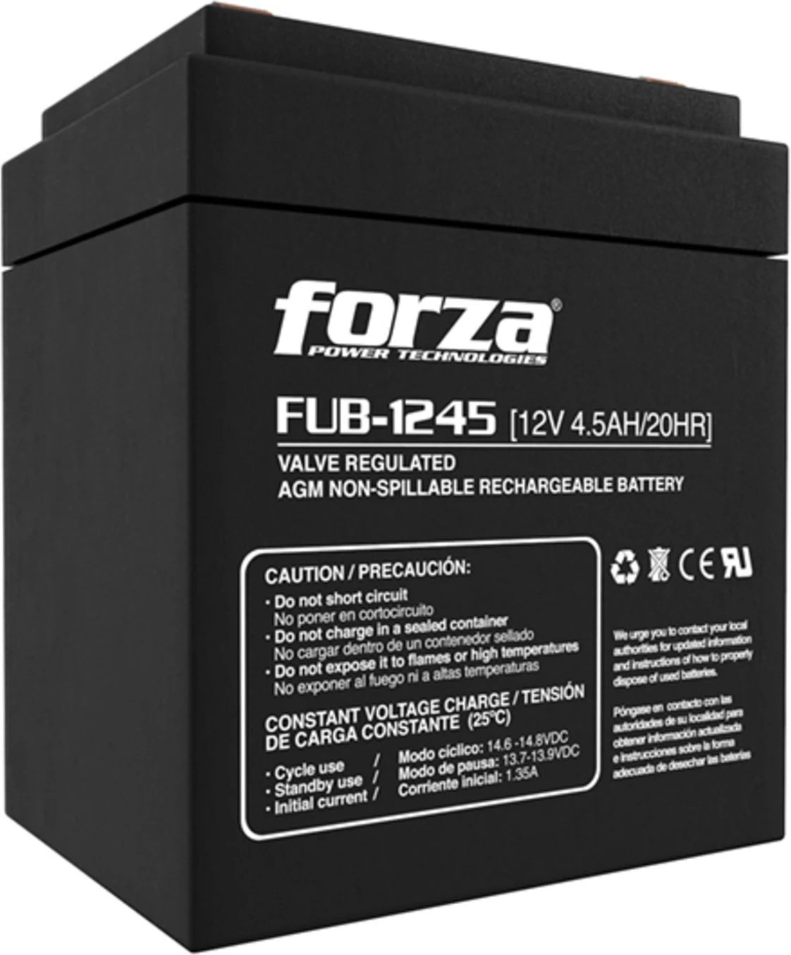 Imagen 3 de Batería Forza FUB-1245, para UPS 12V 4.5Ah Recargable