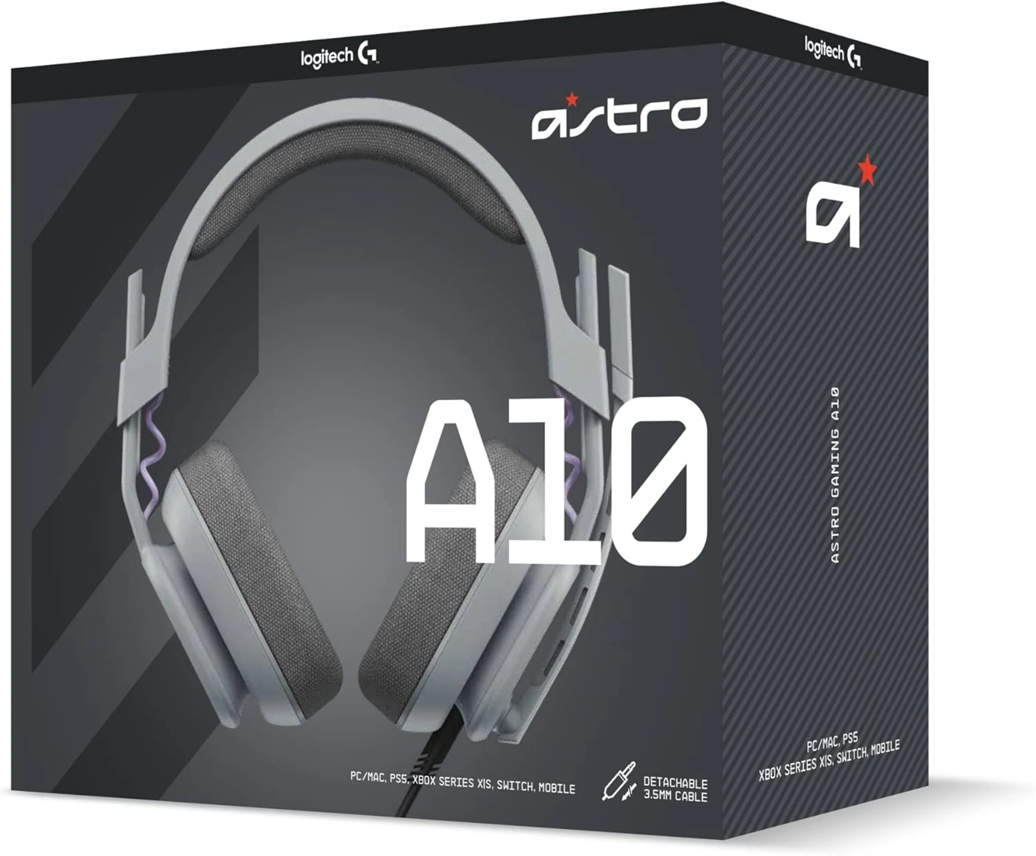 Imagen 9 de Audífonos Gamer Alámbrico Logitech ASTRO A10 Gen2, c/mic 3.5mm p/PS4/PS5 Gris