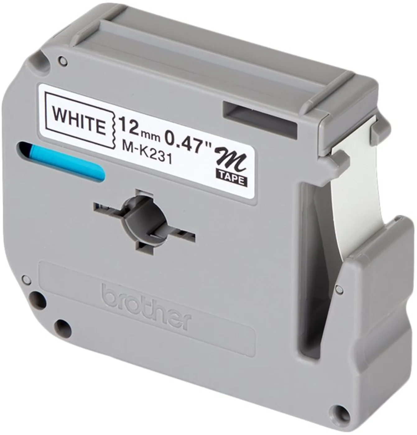 Imagen 2 de Cinta Rotuladora Brother M-231Negro sobre Blanco 12mm 8mts PT-90/100/110 PT70/80