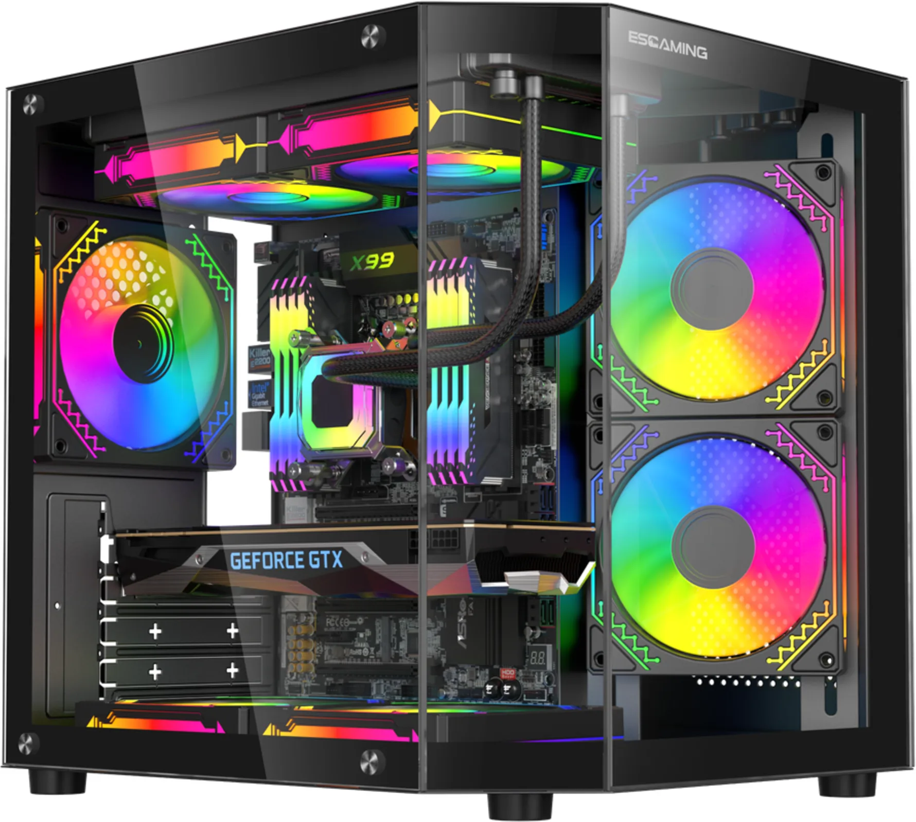 Imagen 0 de Gabinete Gamer REBEL 270deg | Micro ATX / ITX | 5 ARGB | Controladora + Control 