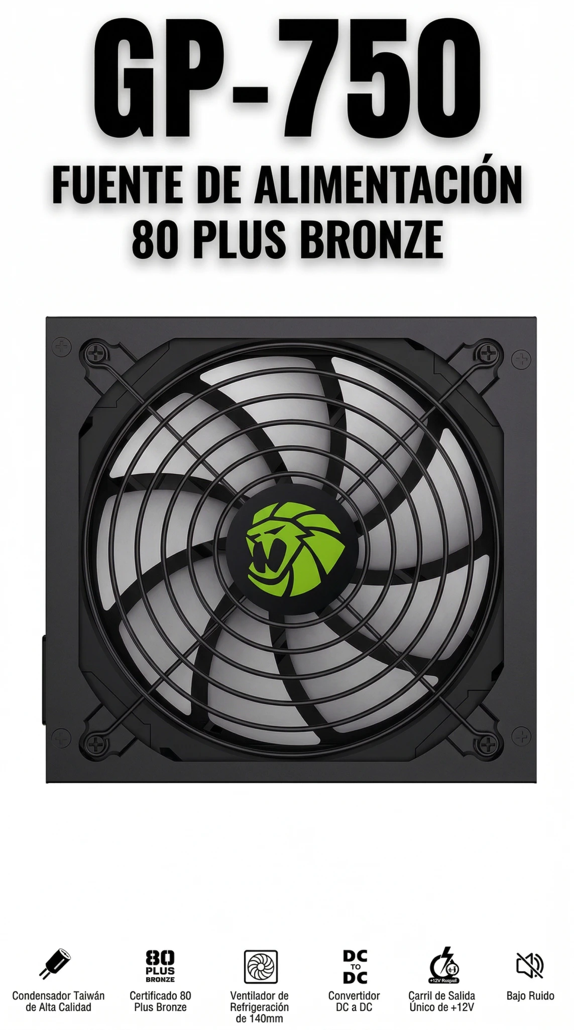 Imagen 4 de Fuente de Poder GAMEMAX GP-750, 750W 80 Plus Bronze No Modular ATX PFC act Negro