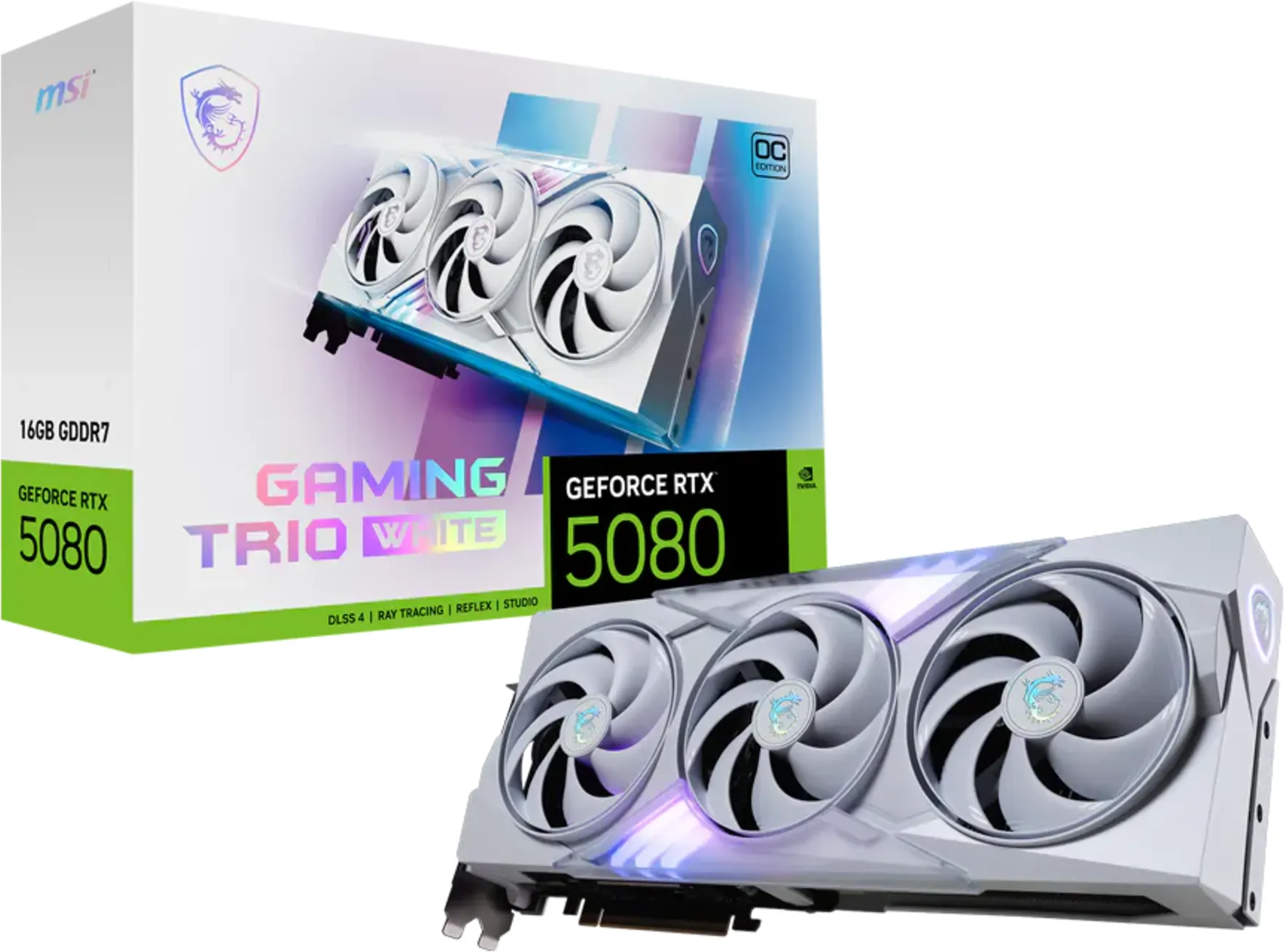 Imagen 0 de Tarjeta de Video MSI GF RTX5080 16G GAM. TRIO OC WHITE 16GB GDDR7 HDMI DP G-SYNC