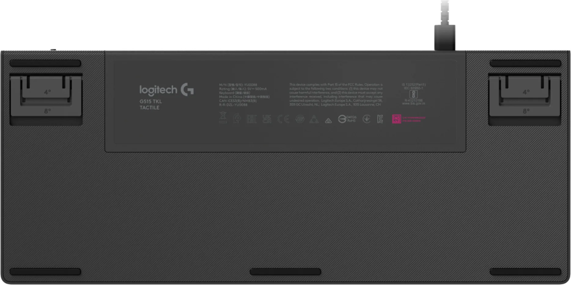 Imagen 4 de Teclado Gamer Alámbrico Logitech G515 TKL, Inglés Cable USB-C/A 1.8mts Negro