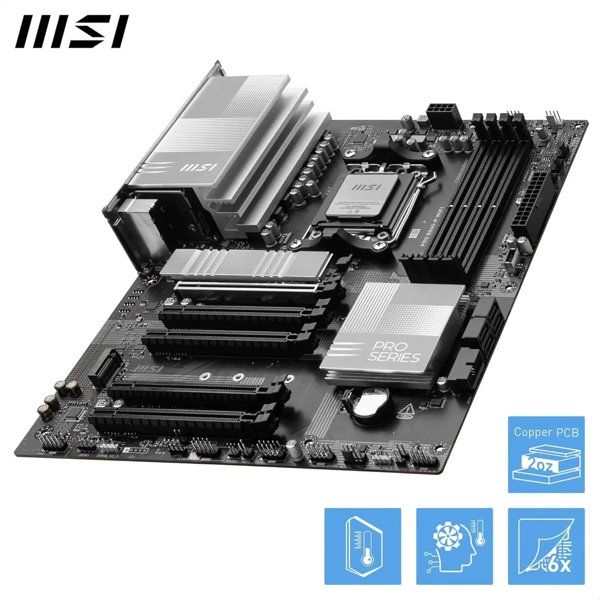 Imagen 2 de Tarjeta Madre MSI PRO B840-P WIFI Socket AM5 4*DDR5 HDMI 5*PCIe 2*M2 LAN WIFI 7 