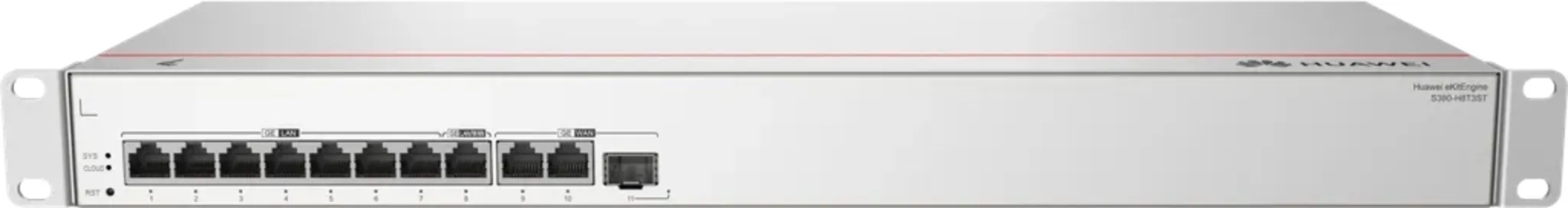Imagen 2 de S380-H8T3ST. Gateway Huawei eKit 2 puerto WAN 8 puertos LAN 10/100/1000Base-T 1 puerto WAN SFP soporta 500 usuarios concurrentes, capaz de administrar hasta 128 APs