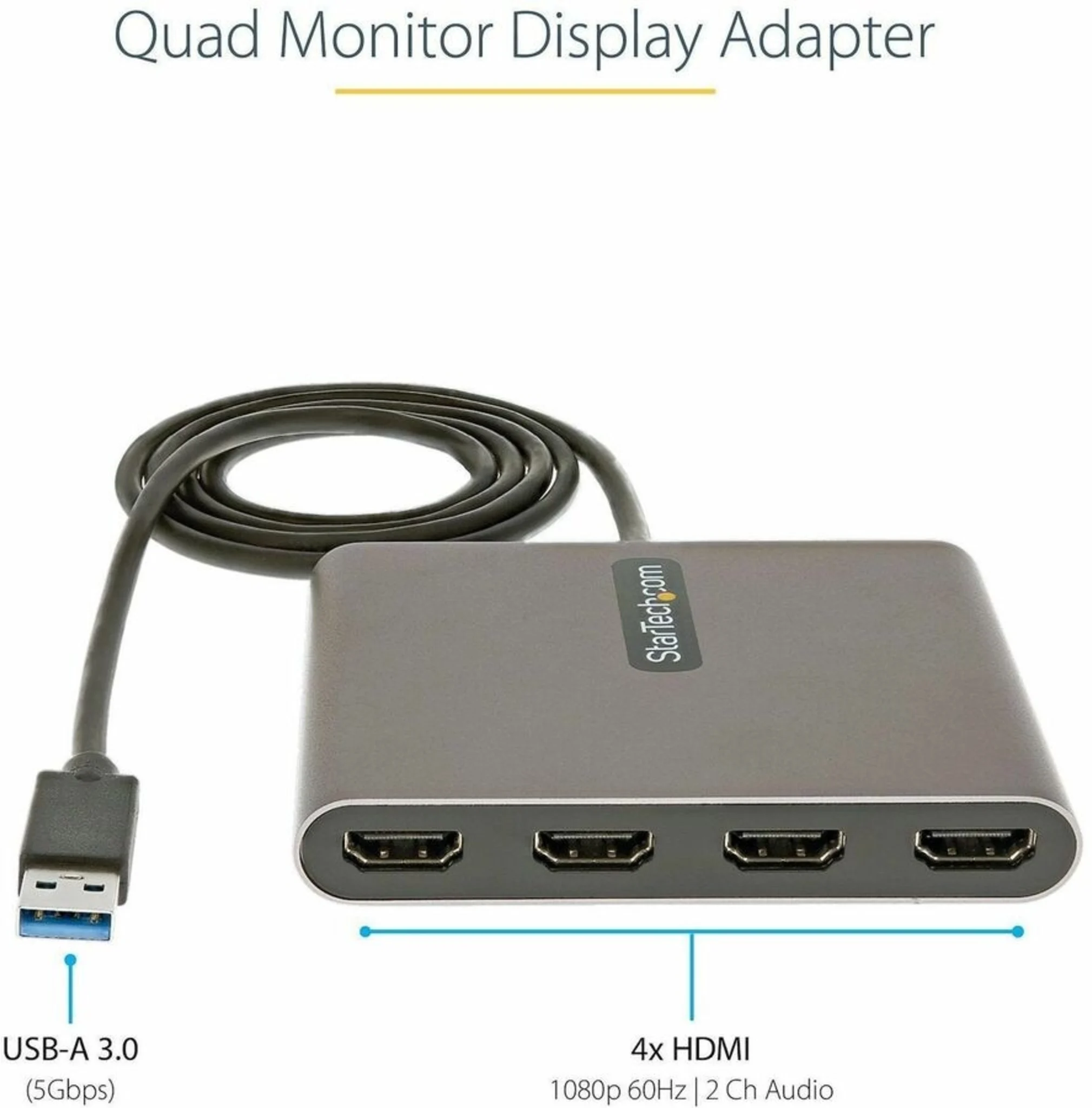 Imagen 1 de Adaptador USB 3.0 a 4 HDMI Quad Monitor - StarTech  USB32HD4