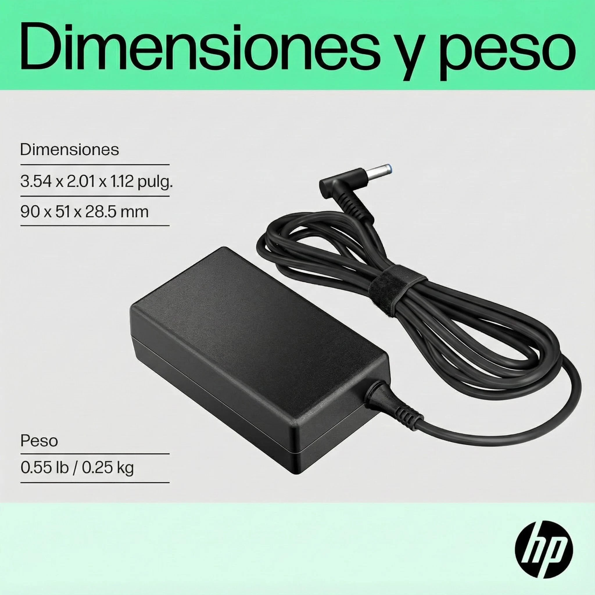 Imagen 3 de Cargador de notebook HP original inteligente de 4,5 mm de 65 W punta redonda