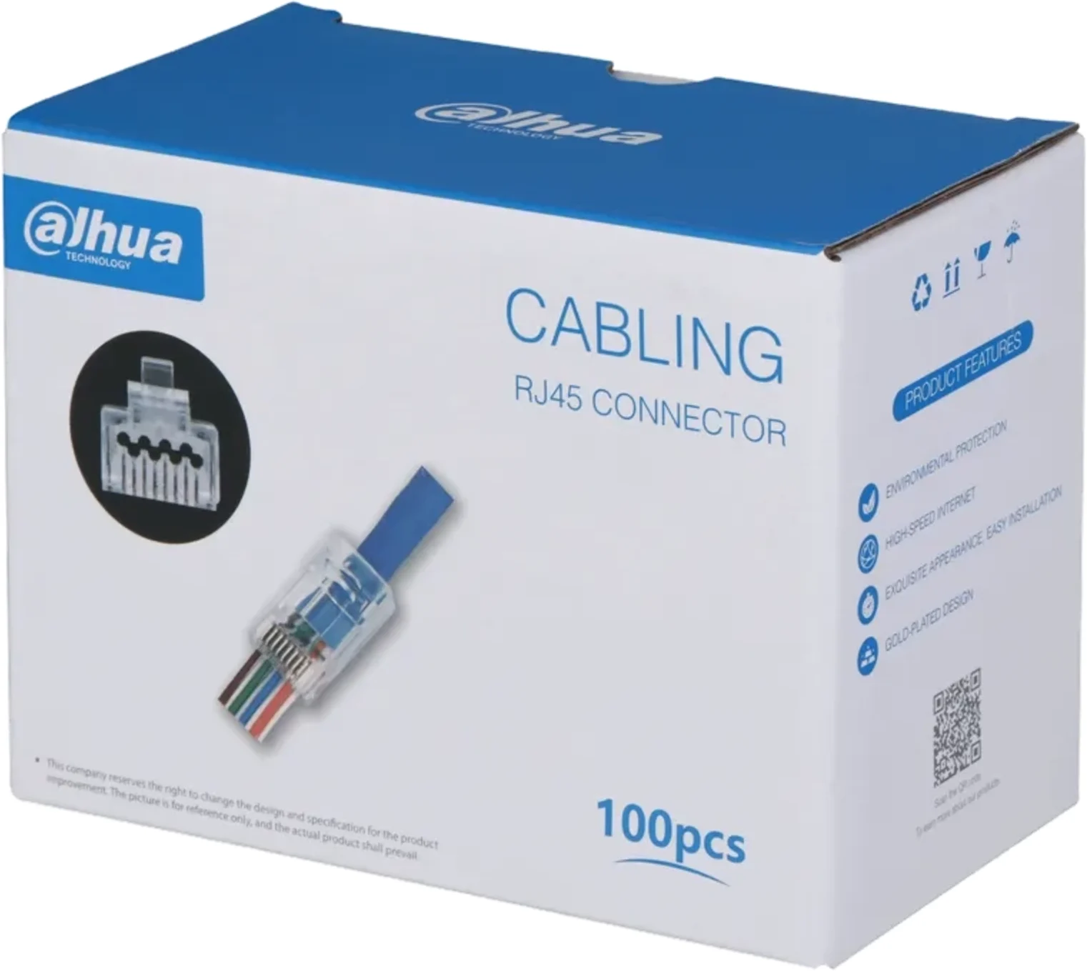 Imagen 0 de Conector Dahua RJ45 para armar, categoría 6 caja de 100 unidades.