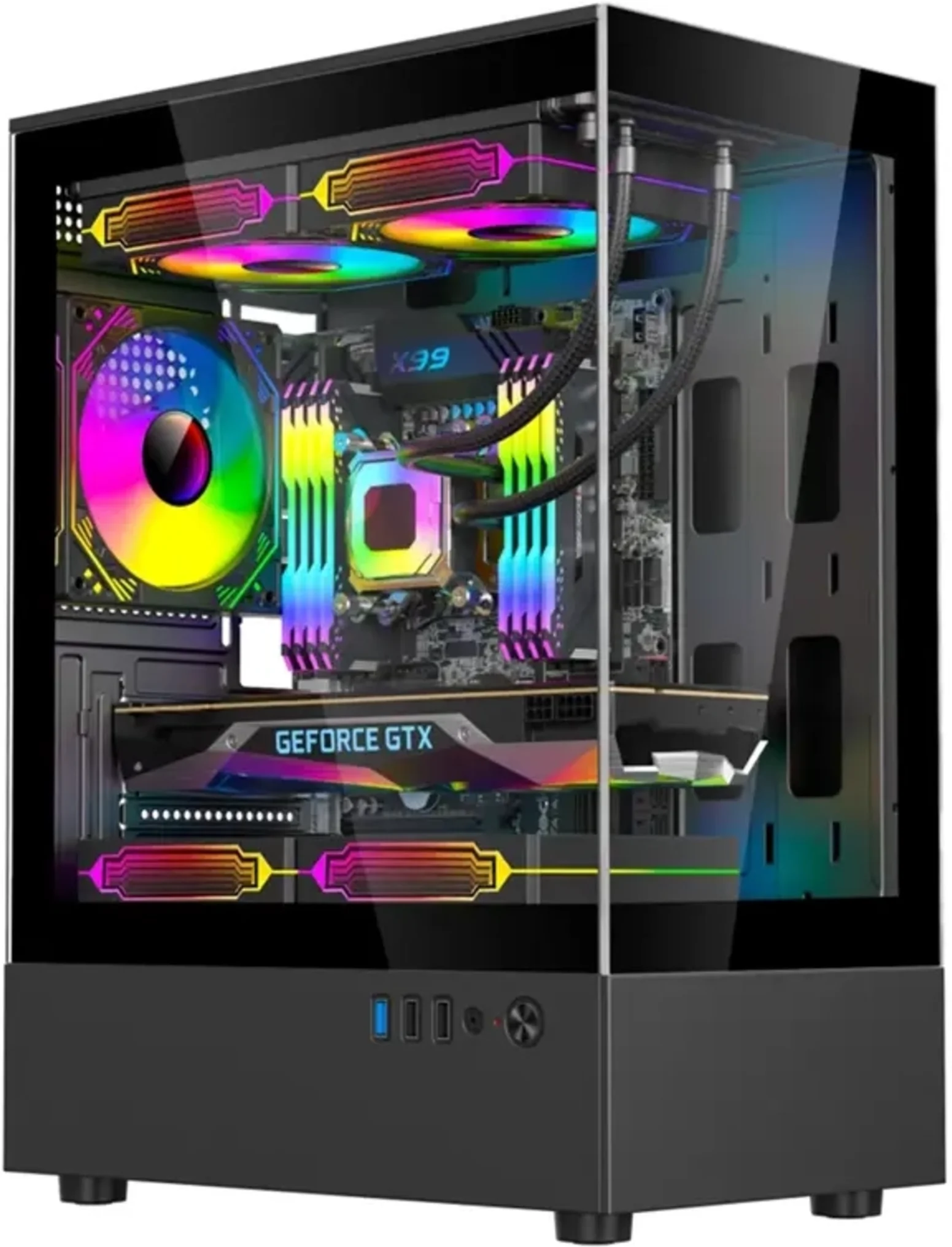 Imagen 0 de Gabinete Gamer ESGAMING H60, 5 Ventiladores ARGB, m-ATX, Negro