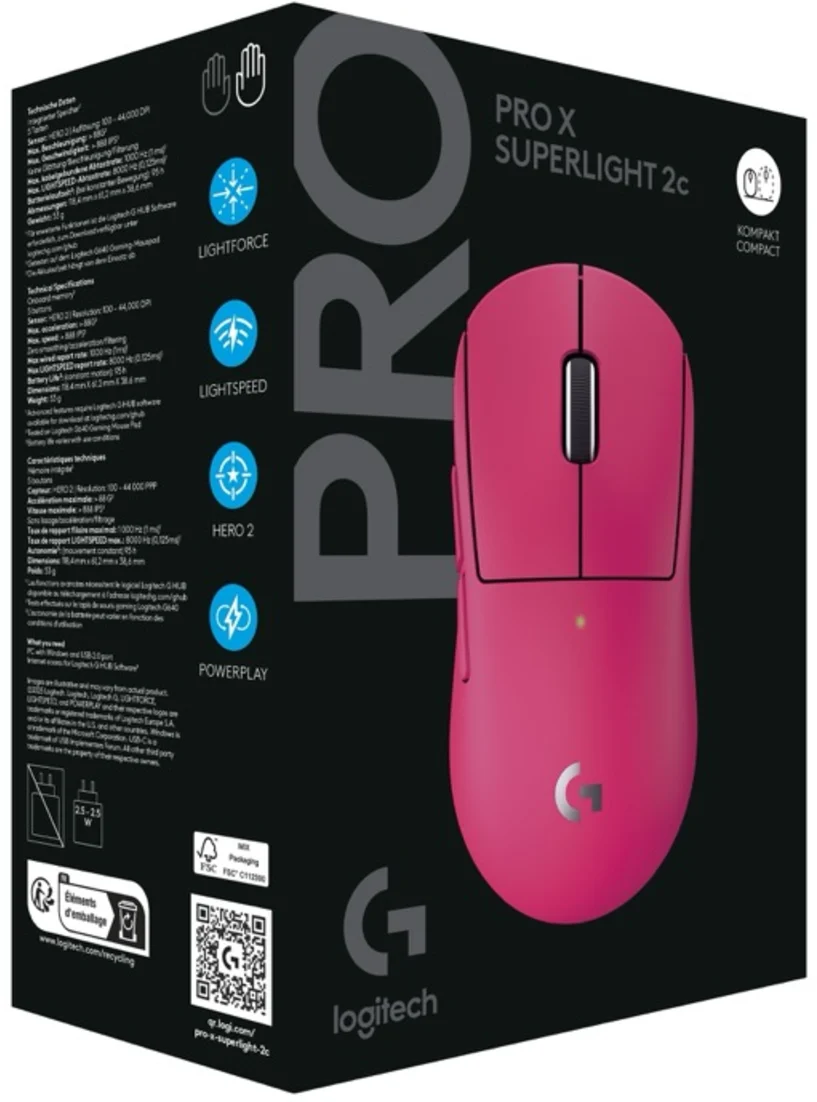 Imagen 13 de Mouse Inalámbrico Gamer Logitech Pro X SuperLigth 2C SenHero 2 LIGTHFORCE Rosado