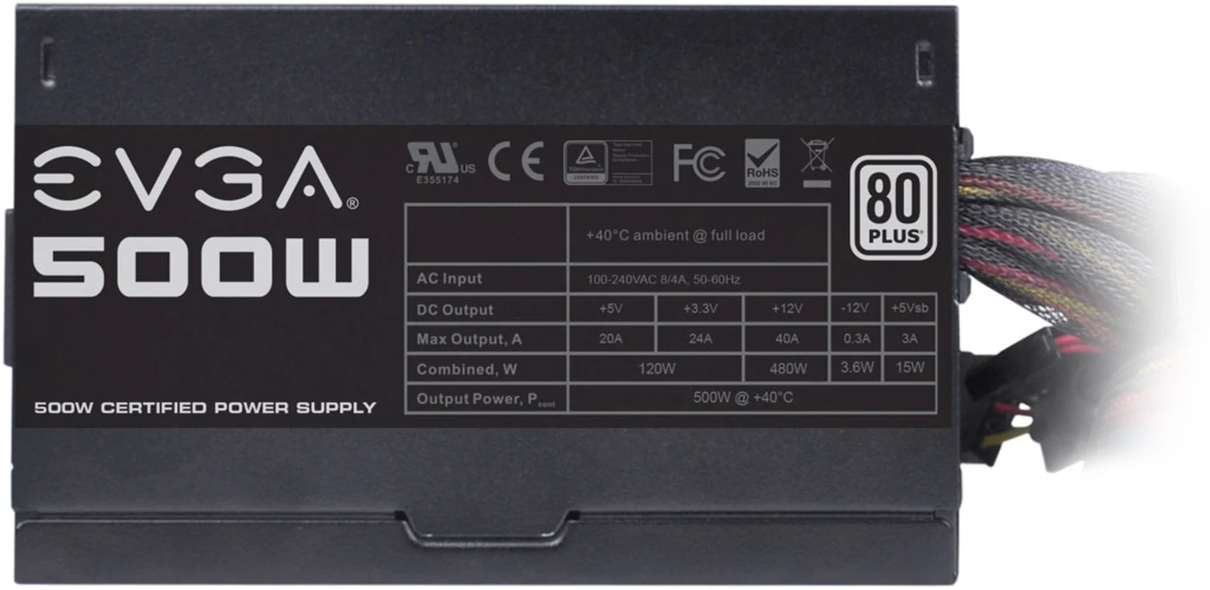 Imagen 4 de Fuente de Poder EVGA 500W 80 PLUS Certf No modular PFC Act ATX Color Negro