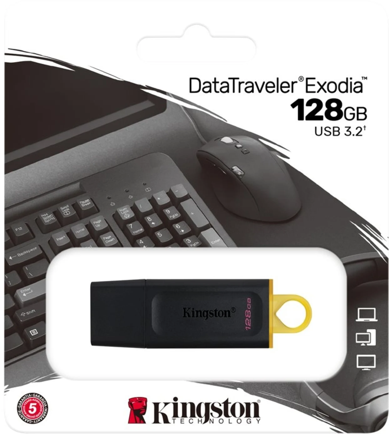 Imagen 6 de Pendrive 128GB Kingston DataTraveler Exodia USB3.2 Gen1 Lec110MBs Esc10MBs Negro