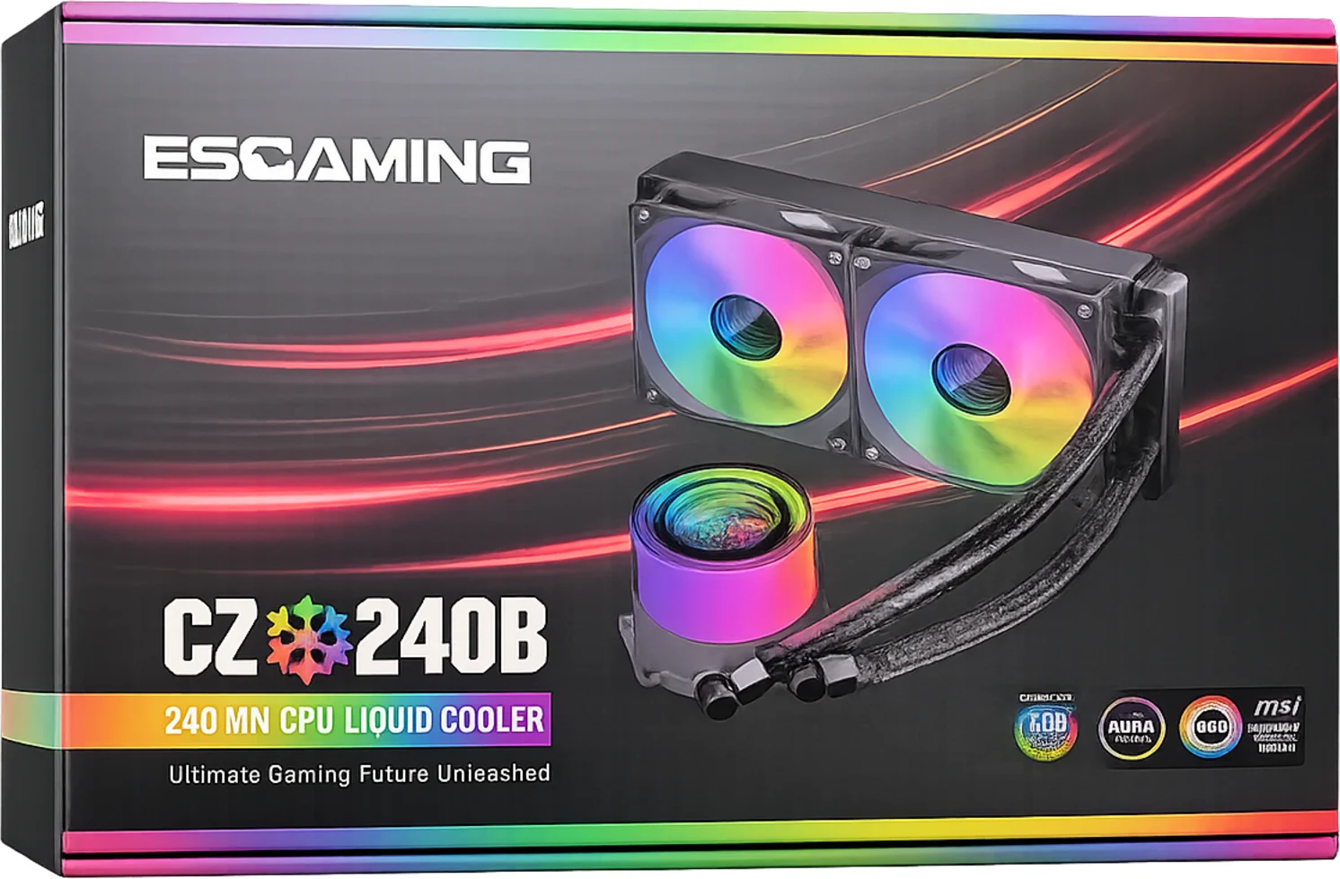 Imagen 3 de VENTILADOR CPU WATER COOLER CZ-240B-BK ARGB 240 ESGAMING