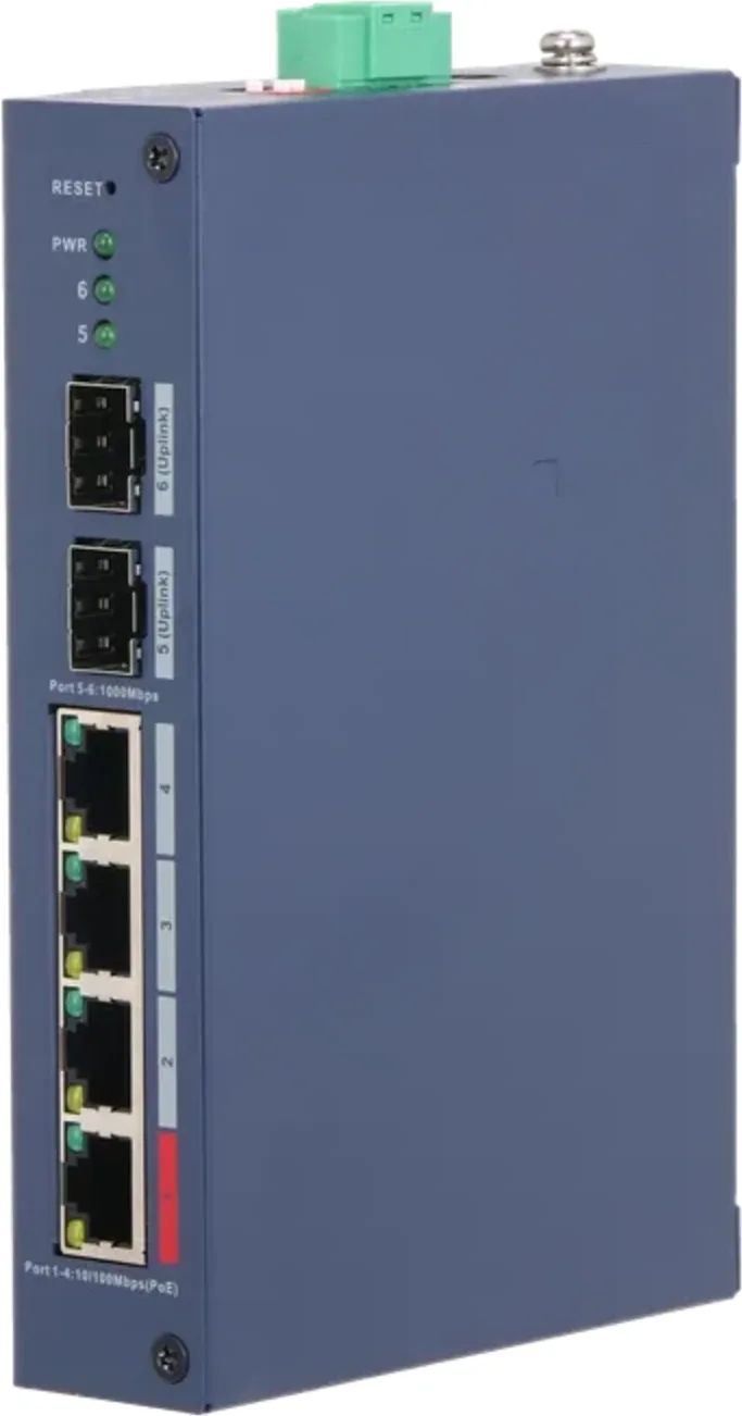 Imagen 2 de Switch Industrial Dahua de 6 Puertos (Gestionado en la Nube 4 Ptos POE SFP 90W)