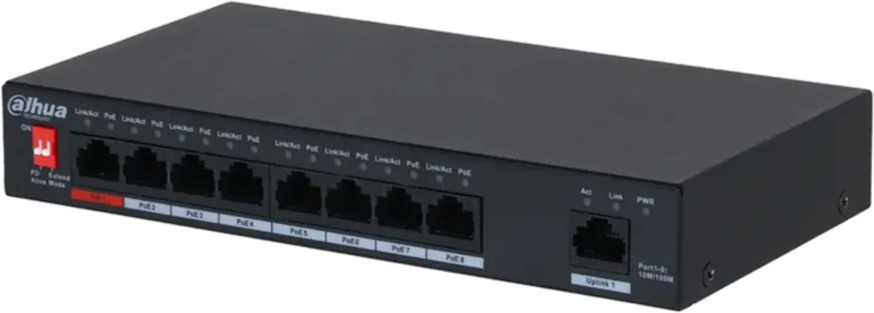 Imagen 1 de Switch Dahua DH-PFS3009-8ET-96. 8 Puertos 10/100 + 1 Uplink 96w PoE No Admin