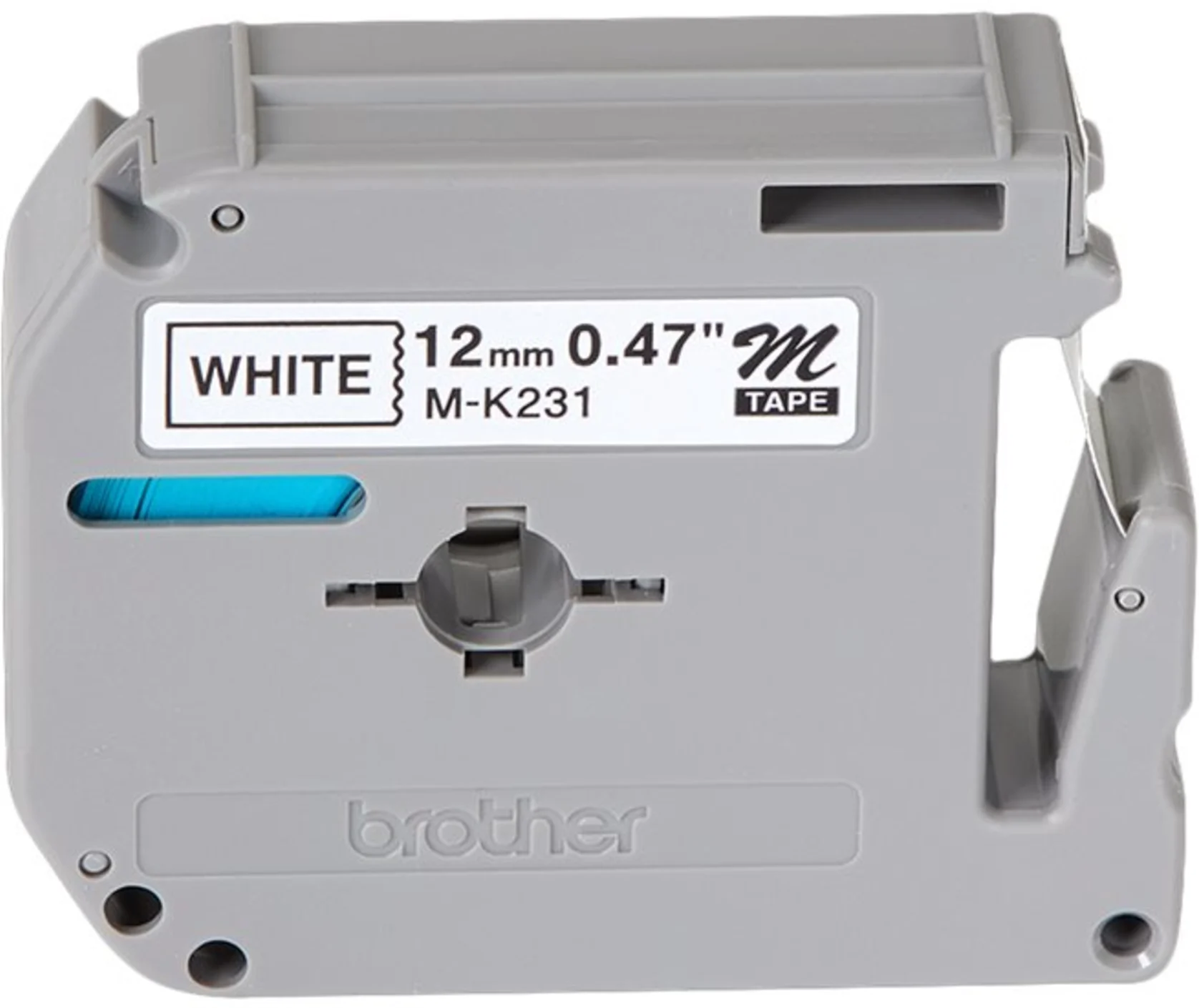 Imagen 1 de Cinta Rotuladora Brother M-231Negro sobre Blanco 12mm 8mts PT-90/100/110 PT70/80