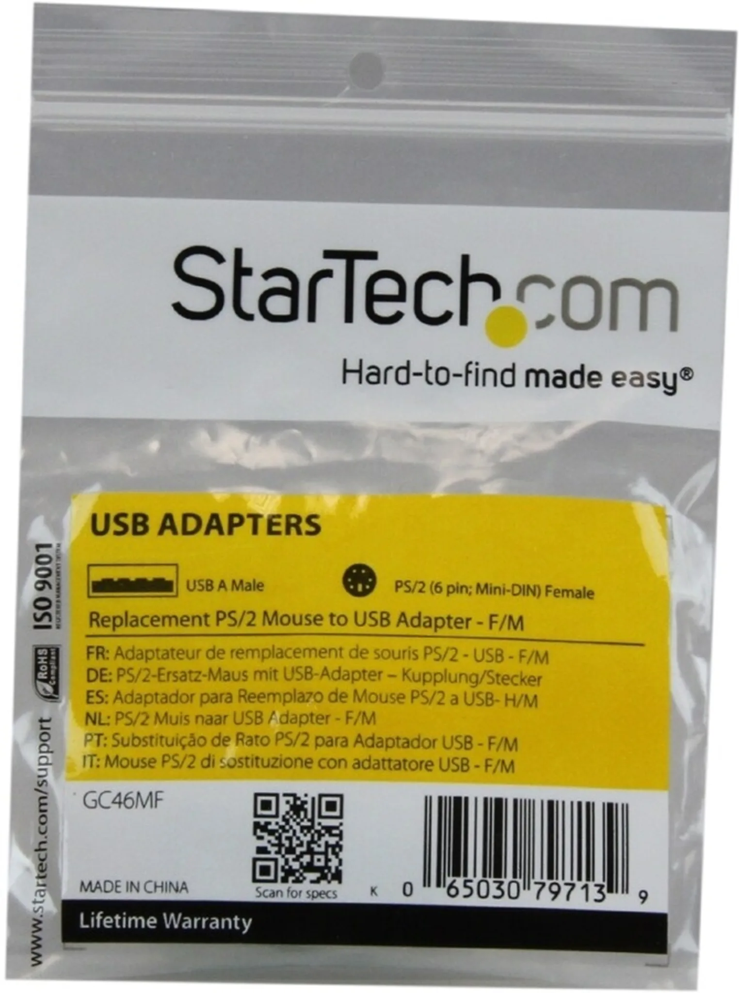 Imagen 1 de Adaptador Teclado o Mouse Conector PS/2 MiniDIN Hembra a USB Macho - StarTech