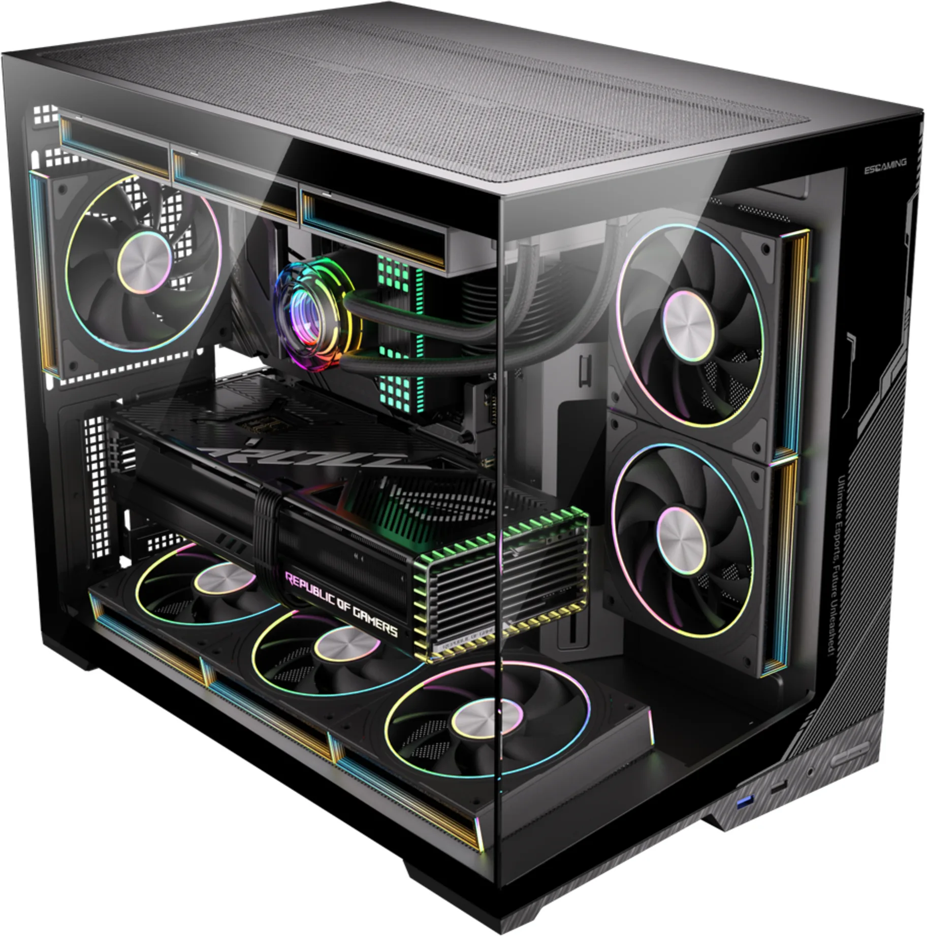 Imagen 7 de Gabinete Gamer ZERO Vidrio Templado | Micro ATX / ITX | Soporte 6 Ventiladores + Controladora | USB 3.0 x2 + Audio | Flujo de Aire 10