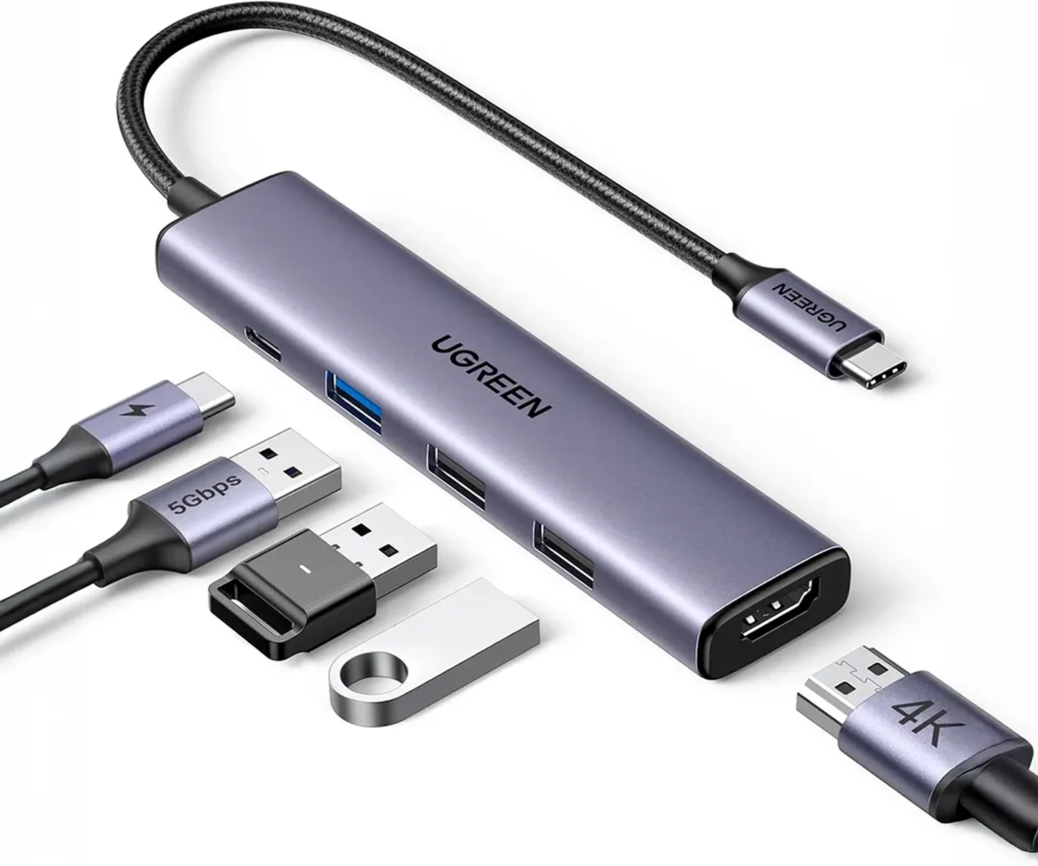 Imagen 0 de HUB Ugreen CM511 USB-C Multipuertos 4k 60Hz HDMI USB-A*3 PD 100W Aluminio