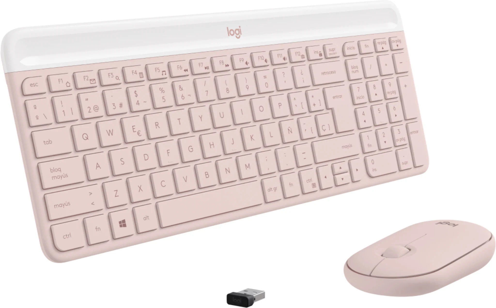 Imagen 3 de Kit Teclado Mouse Inalámbrico Logitech Slim MK470 2.4GHz USB Rosado