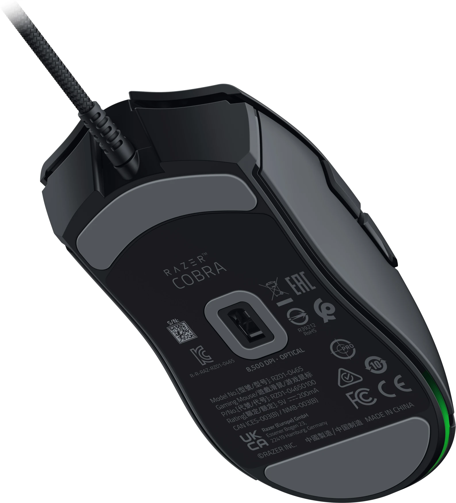 Imagen 3 de Mouse Gamer Alámbrico Razer Cobra Chroma RGB 8.500dpi Cable Speedflex Negro