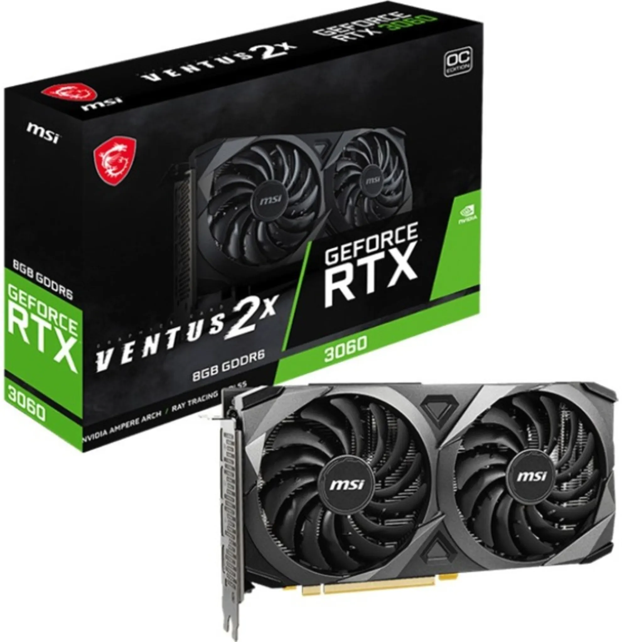 Imagen 2 de Tarjeta de Video MSI GF-RTX 3060 VENTUS 2X 8G OC 8GB GDDR6 PCIe G4 3*DP HDMI