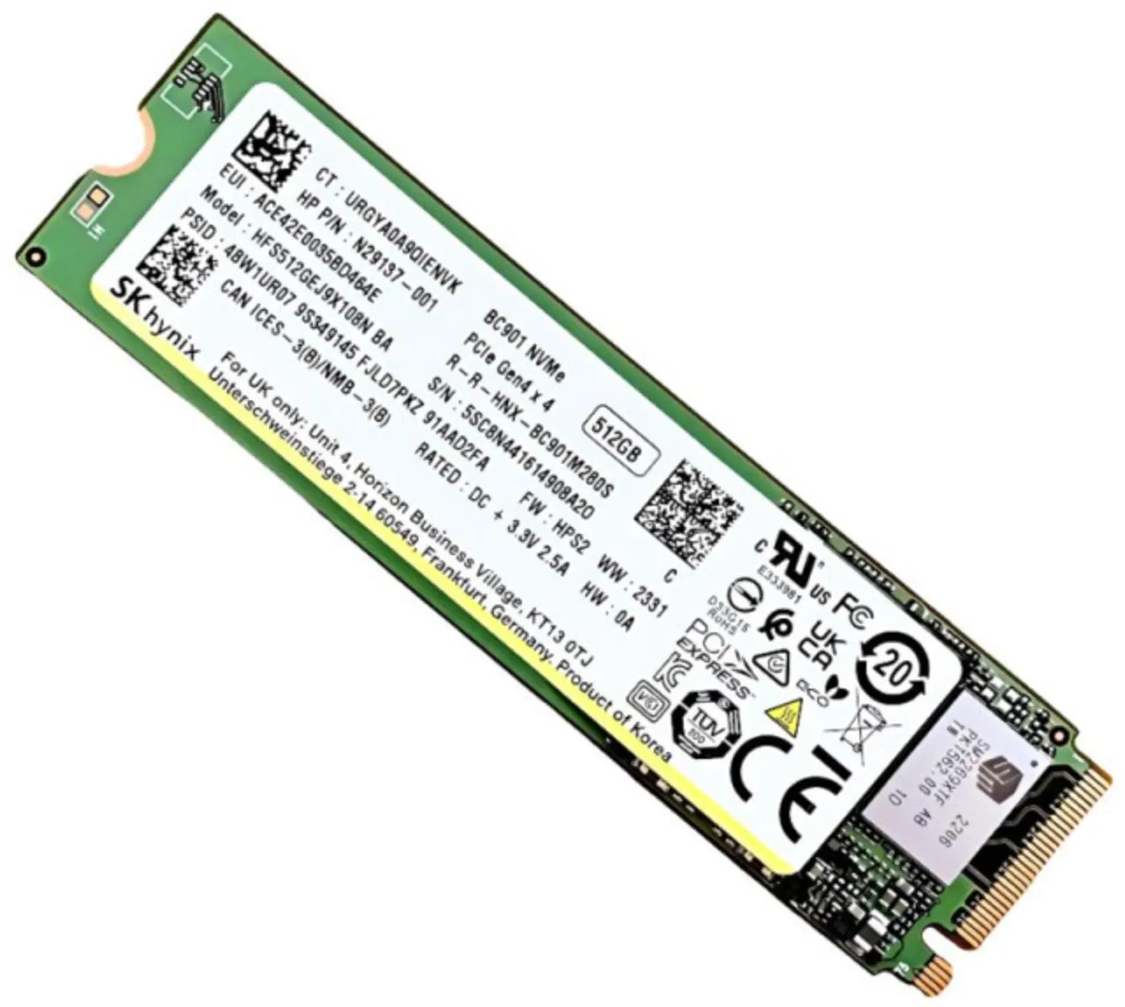 Imagen 2 de Unidad SSD Generico (Micron/Samsung/Hynyx) 512GB M.2 22*80 PCIe 4x4 (Sin Caja)