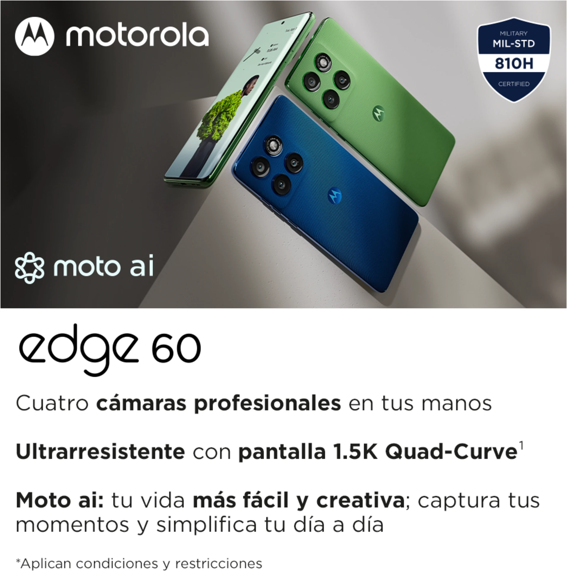 Imagen 1 de Celular Motorola Moto Edge 60 Memoria 256GB RAM 12GB 50MP 6.67' Azul