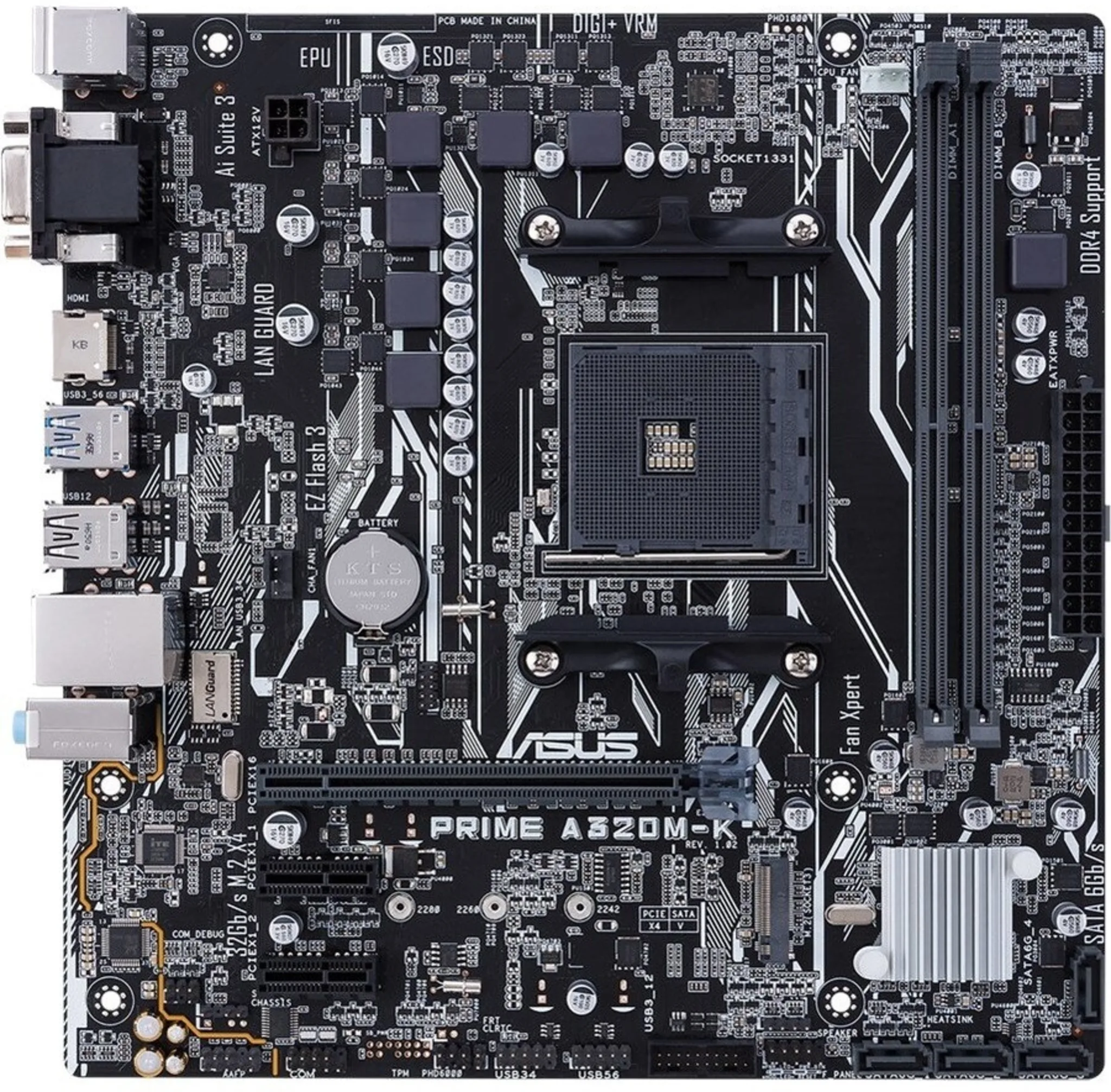 Imagen 0 de Tarjeta Madre Asus PRIME A320M-K LGA AM4 DDR4 2*PS2 VGA HDMI M.2 USB3.0 mATX