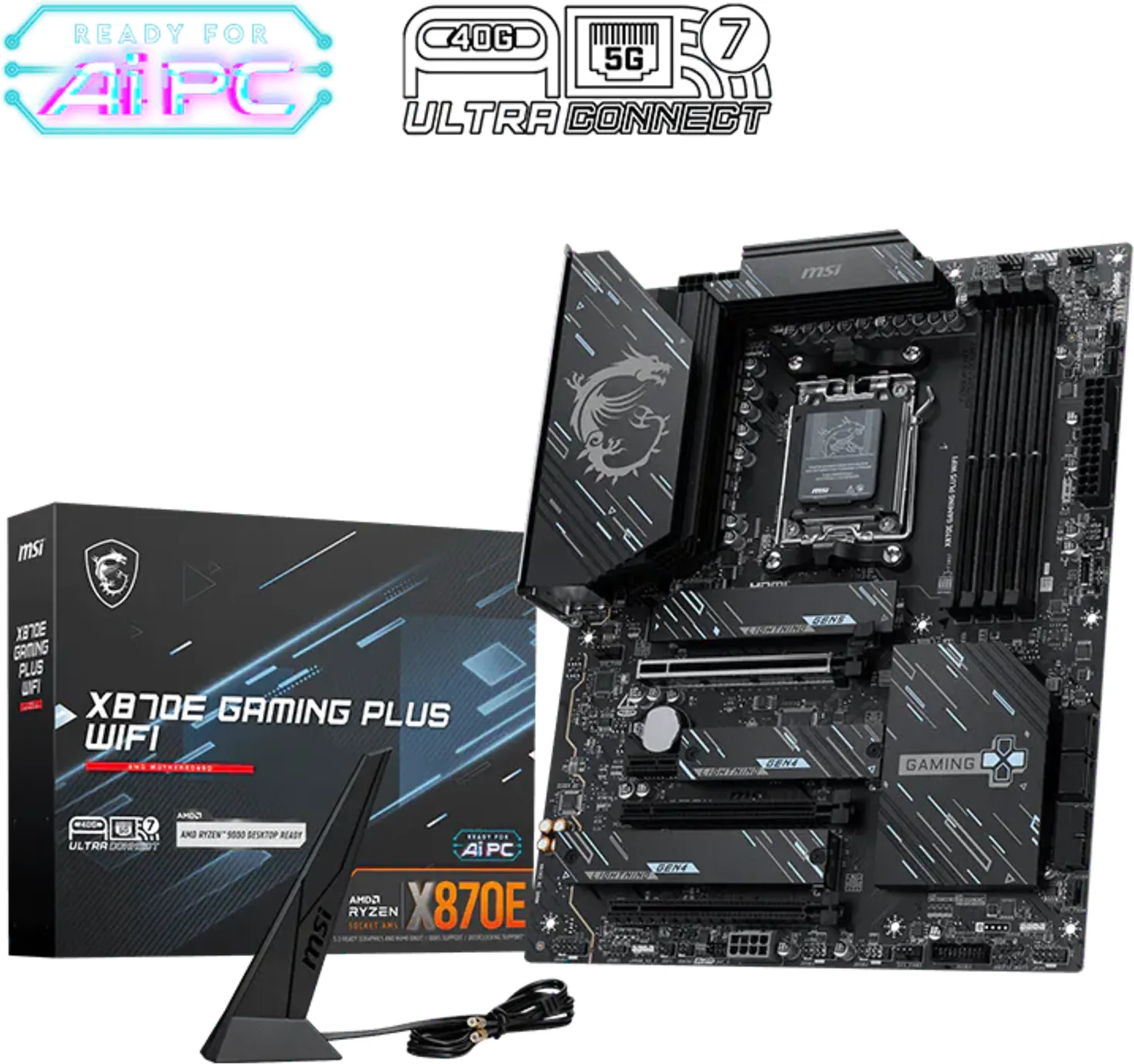 Imagen 0 de Tarjeta Madre MSI X870E GAMING PLUS WIFI AM5 4*DDR5 8126VB 5G LAN WIFI7 ATX