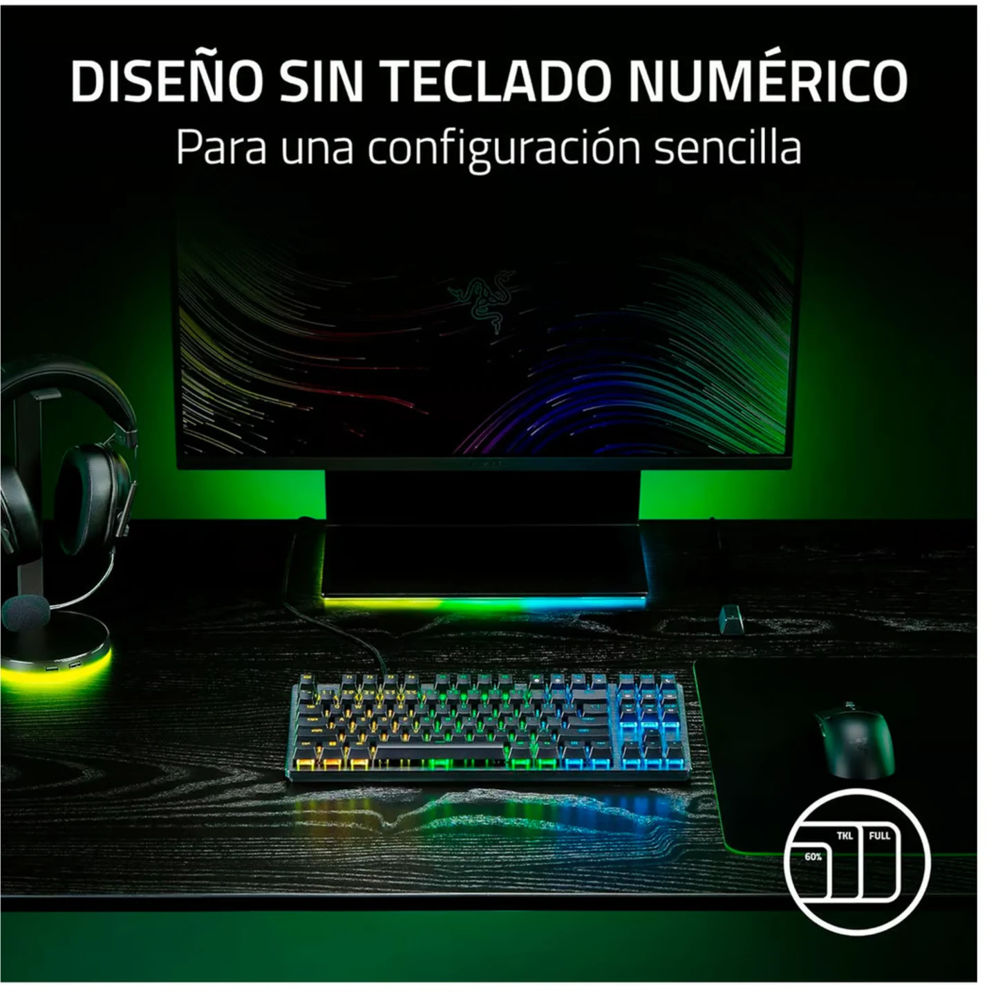 Imagen 3 de Taclado Gamer Alámbrico Razer Huntsman V3 X Tenkeyless Optic RGB, Español