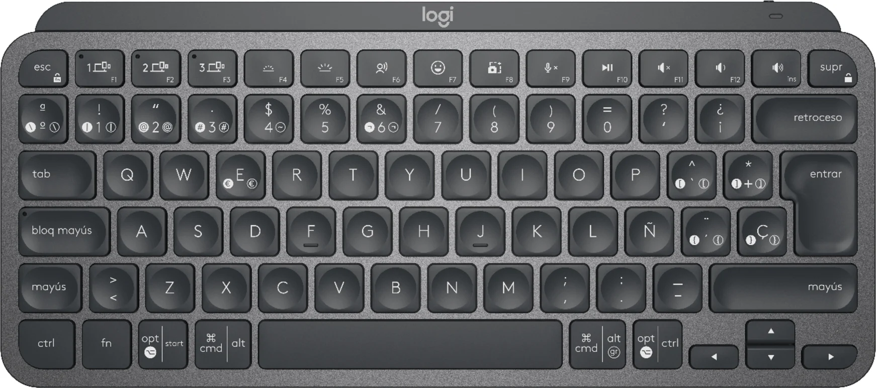 Imagen 0 de Teclado Bluetooth retroiluminado Logitech MX Keys Mini graphite español