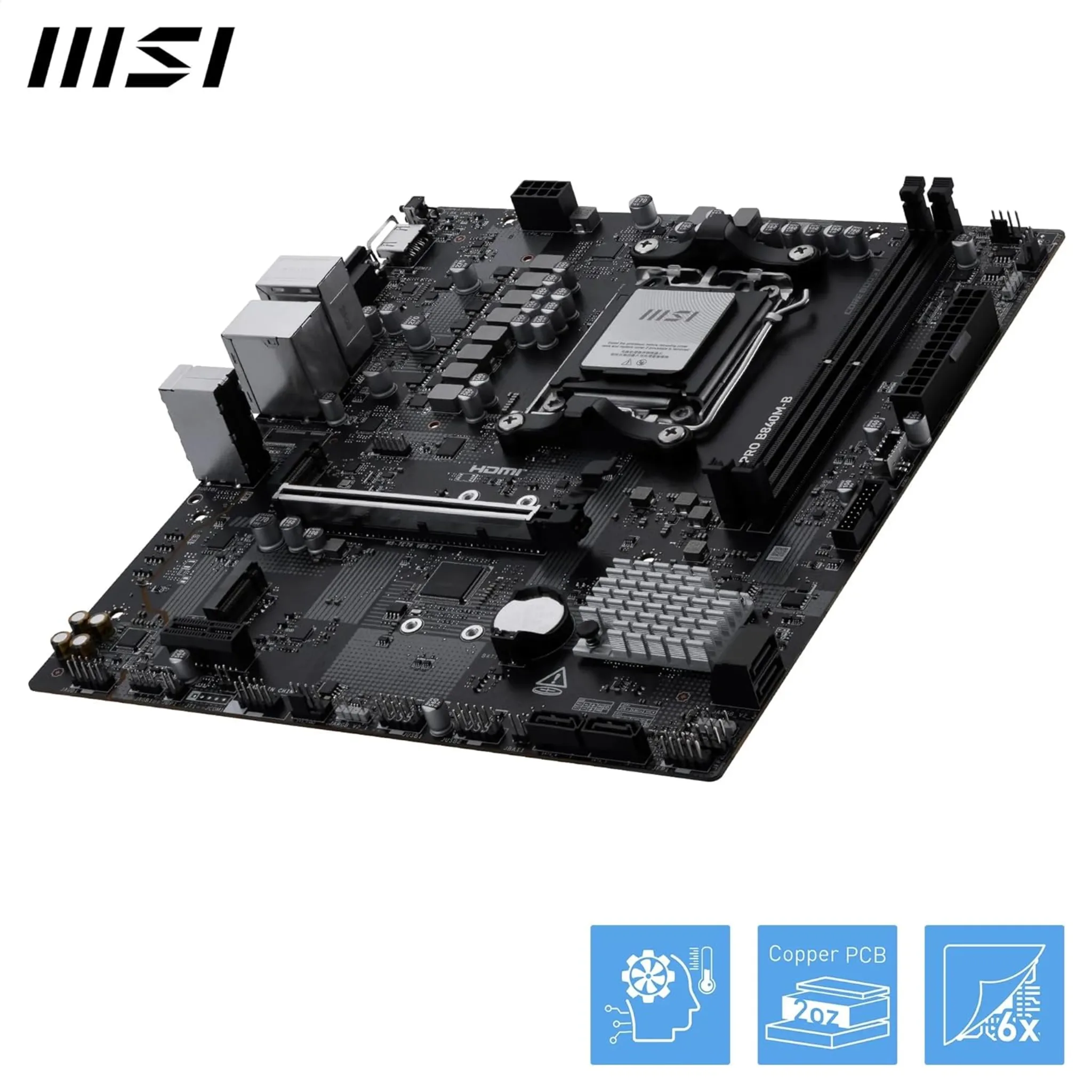 Imagen 3 de Tarjeta Madre MSI PRO B840M-B Socket AM5 2*DDR5 HDMI PCIe 2*M2 2.5G LAN mATX