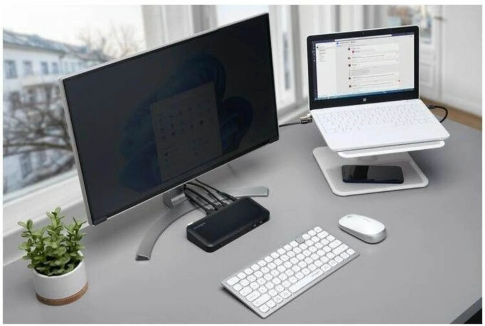 Imagen 1 de Teclado Inalámbrico Compacto Kensington K75504ES, Dual Wireless Bluetooth Blanco