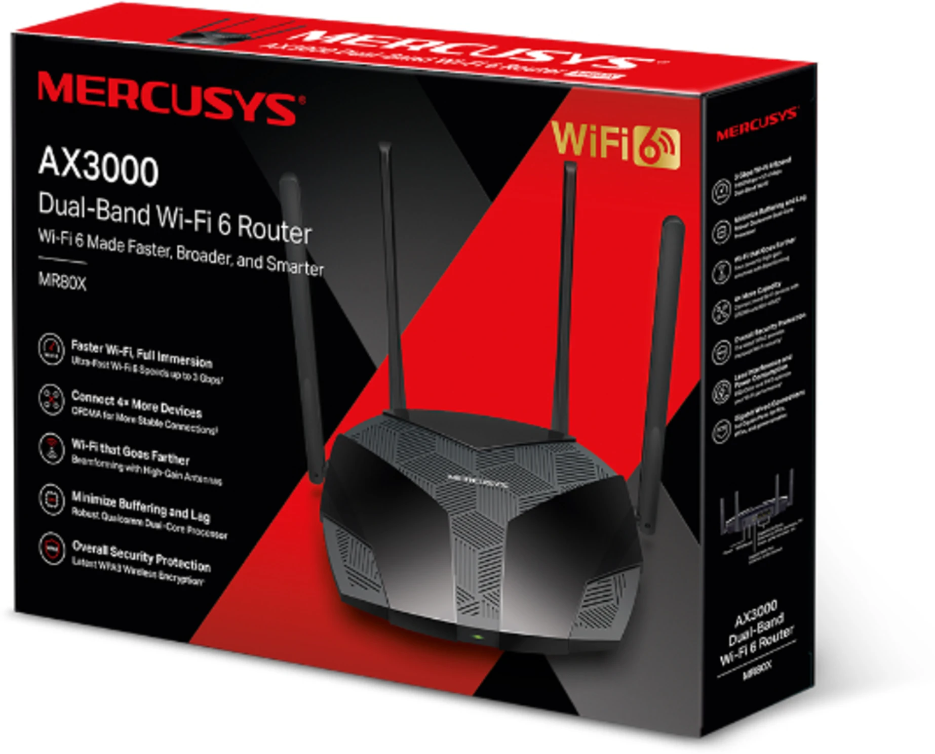 Imagen 4 de Router TP-Link Mercusys AX3000, Wi-Fi 6 Doble Banda, 3Gbps, MU-MIMO, WPA3
