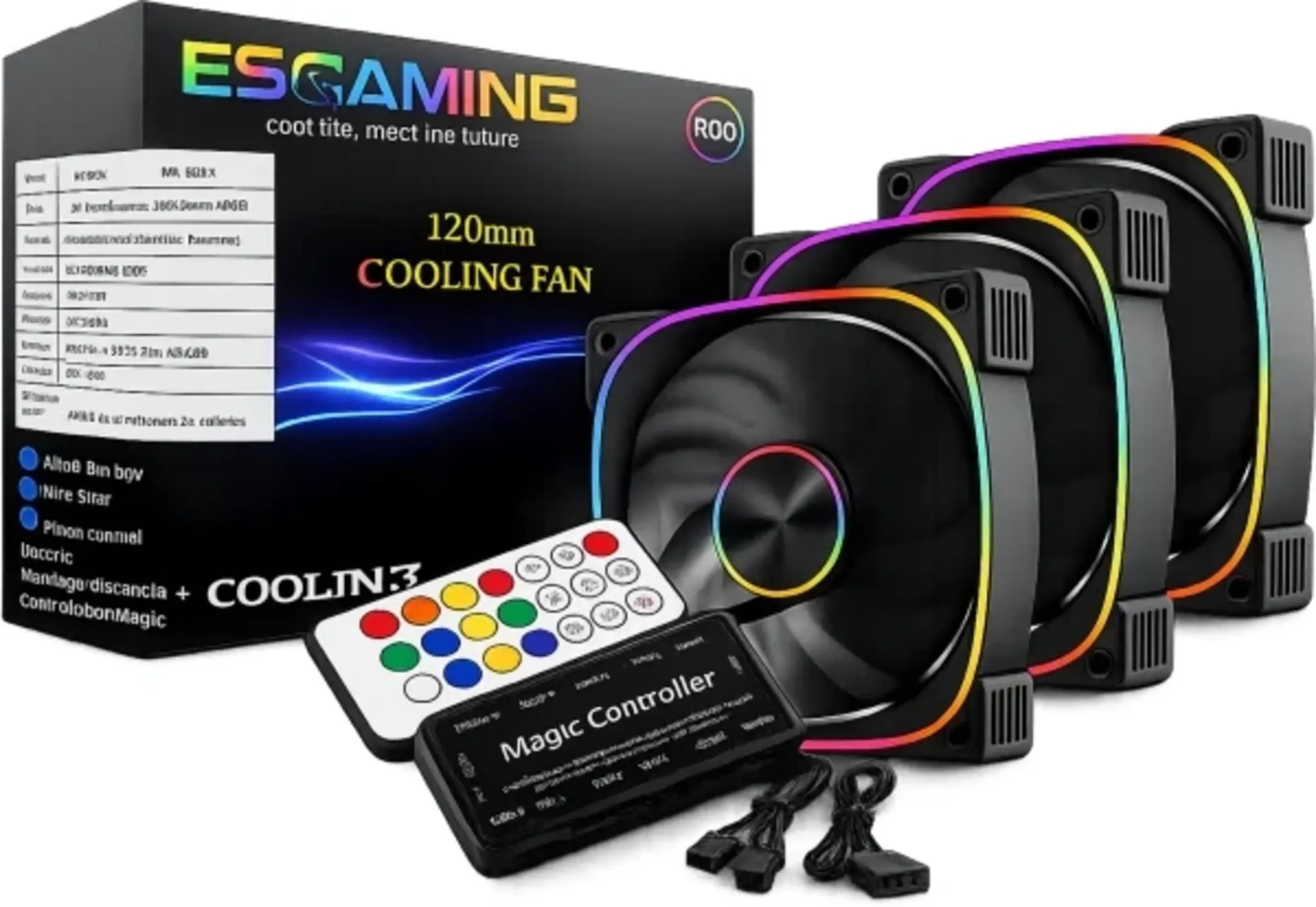 Imagen 0 de Set 3 Ventiladores EsGaming EZ-A25 ARGB FAN SET, 120mm ARGB c/control remoto
