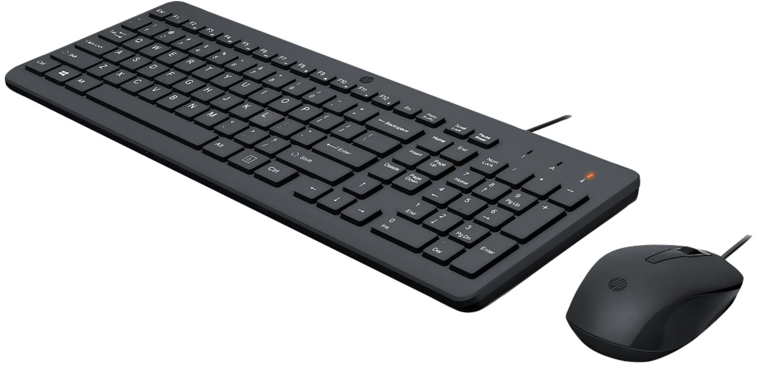 Imagen 1 de Kit Teclado Mouse Alámbrico HP 150, Optico 1600DPI USB Color Negro