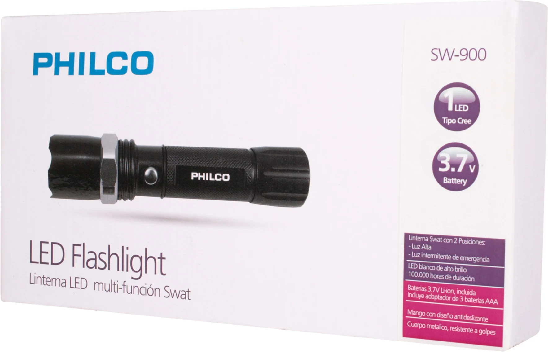 Imagen 0 de Linterna LED Philco SW900, Multifunción Swat + Cono reflectante de emergencia 