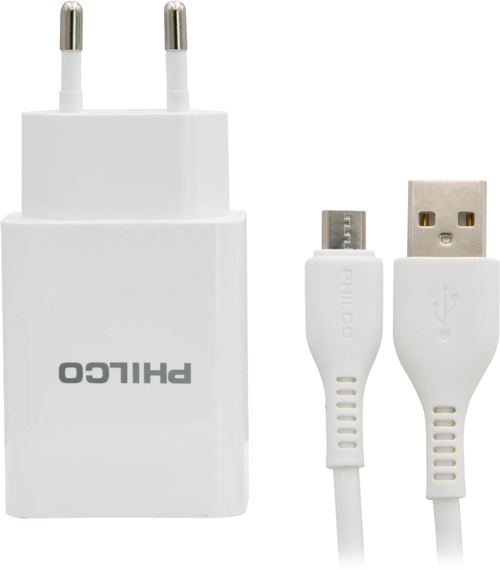 Imagen 3 de CARG. DE PARED 2.1 A DOBLE USB C/CABLE MICRO R2100 BLANCO