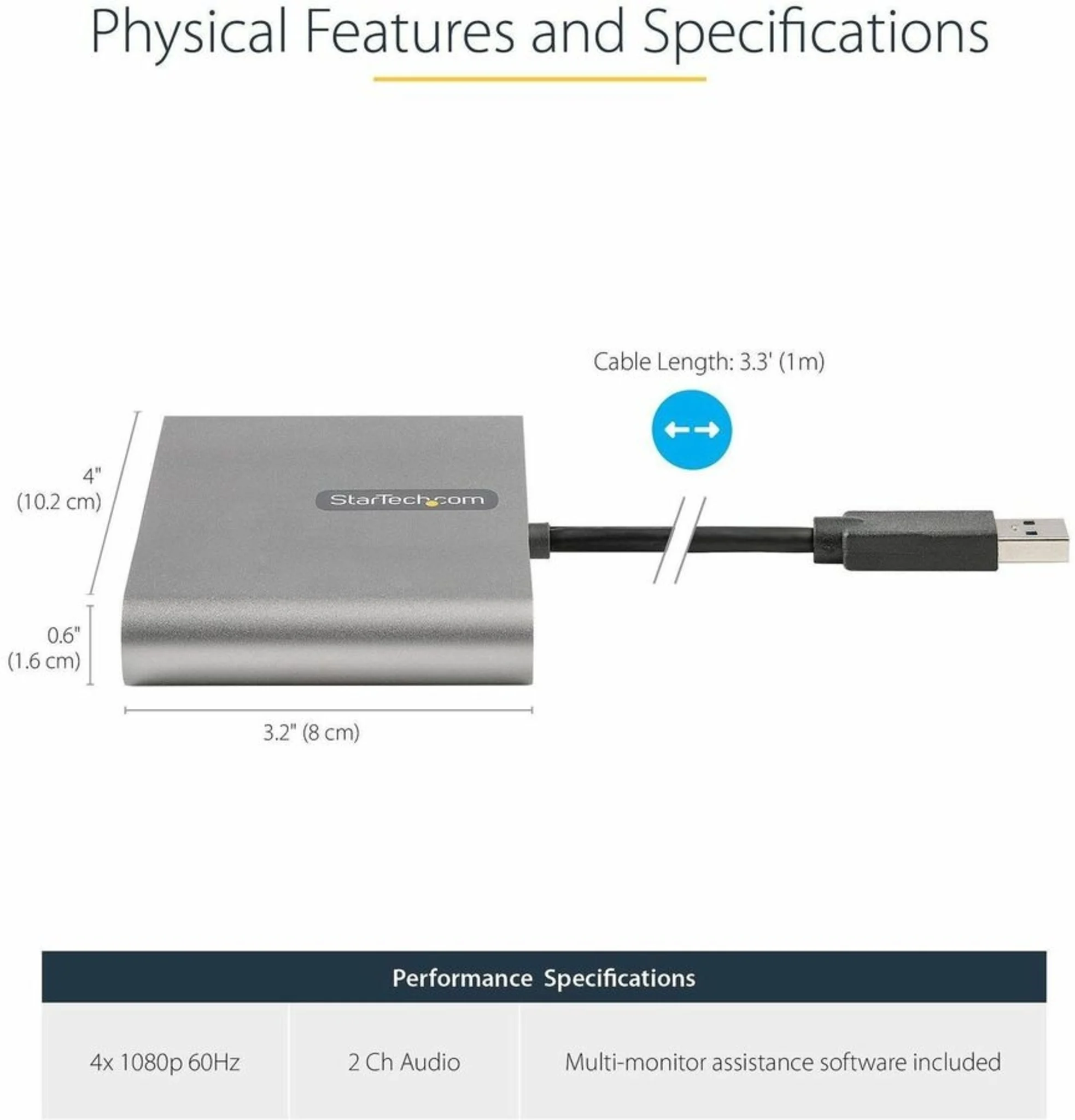 Imagen 2 de Adaptador USB 3.0 a 4 HDMI Quad Monitor - StarTech  USB32HD4