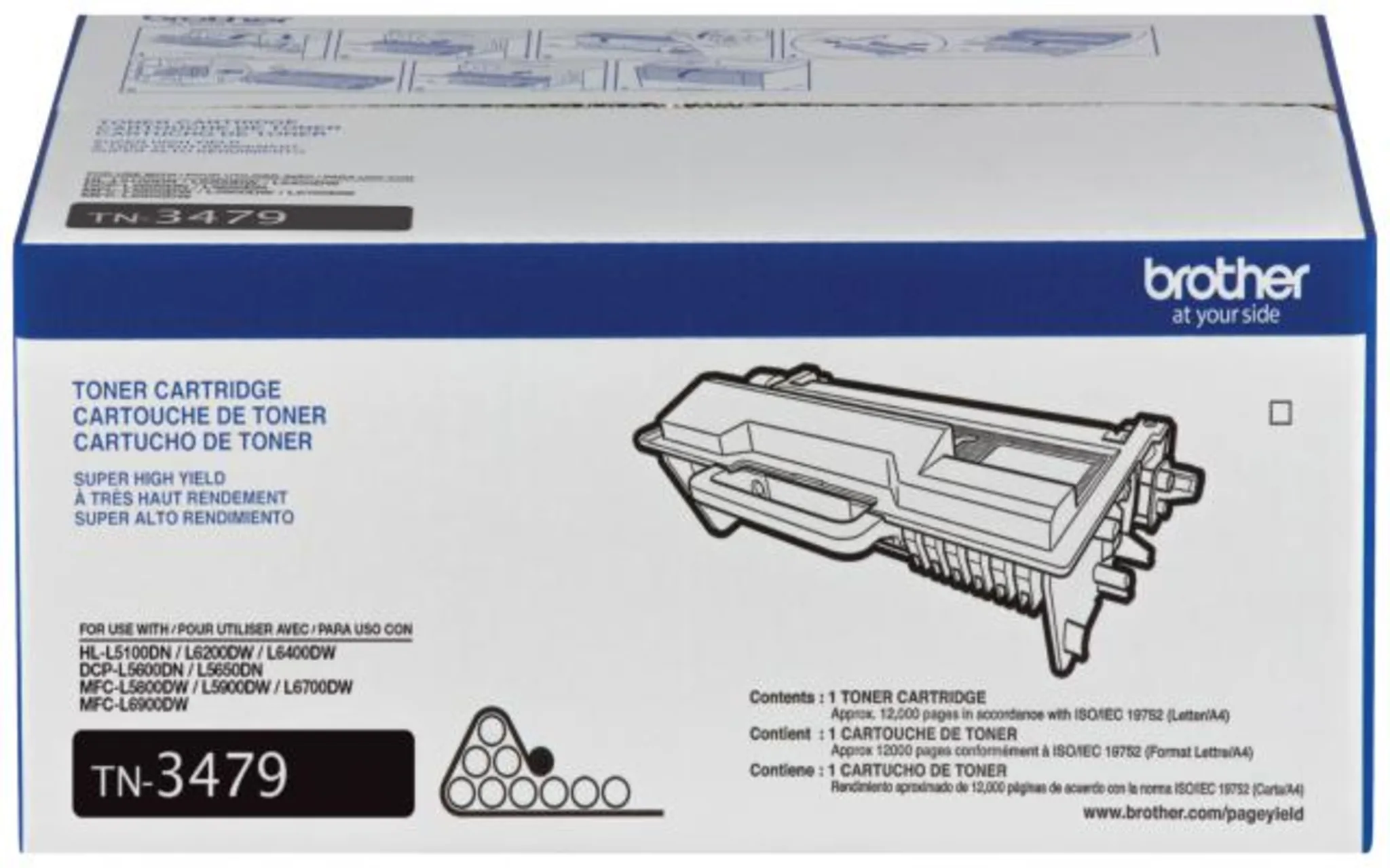 Imagen 0 de Toner Brother TN-3479 Alto Rendimiento 12.000 pag. aprox. Color Negro 