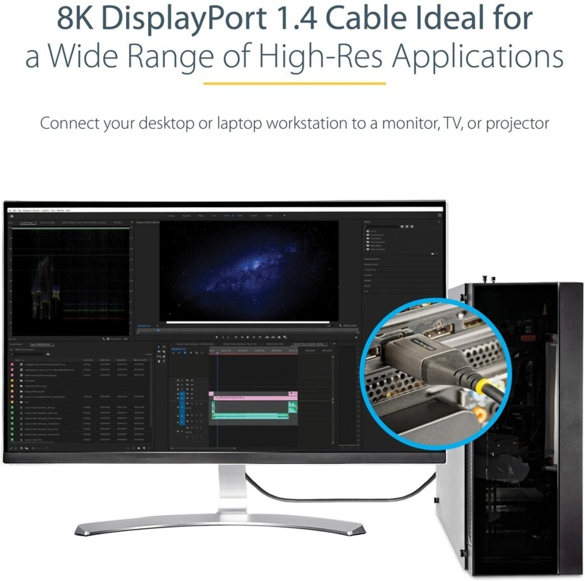 Imagen 1 de Cable DisplayPort v1.4 M/M 4K 120Hz/8K 60Hz 2mts 6ft Certified - StarTech