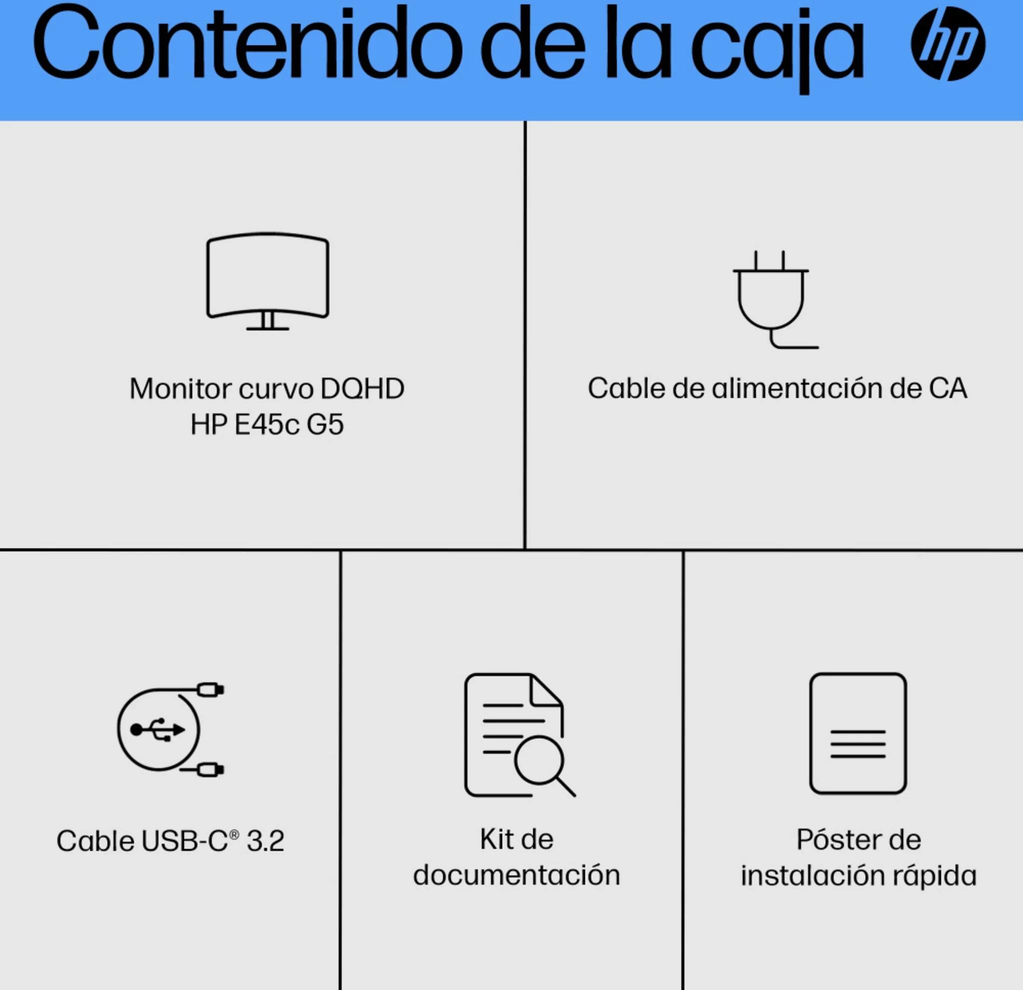 Imagen 9 de Monitor Curvo HP E45C G5 45" VA DQHD 5120*1440 DP HDMI USB-C LAN 3 ms GtG