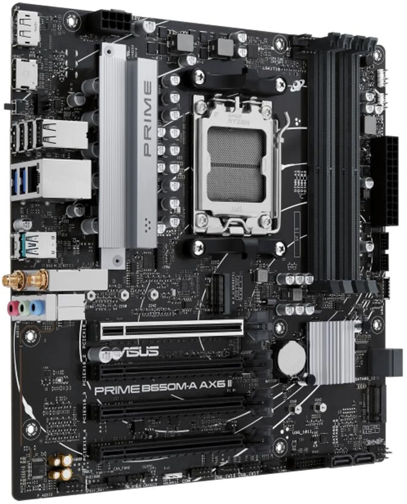 Imagen 2 de Tarjeta madre Asus PRIME B650M-A AX6 II AM5 AMD 4*DDR5 WiFi DP HDMI USB 10Gbps