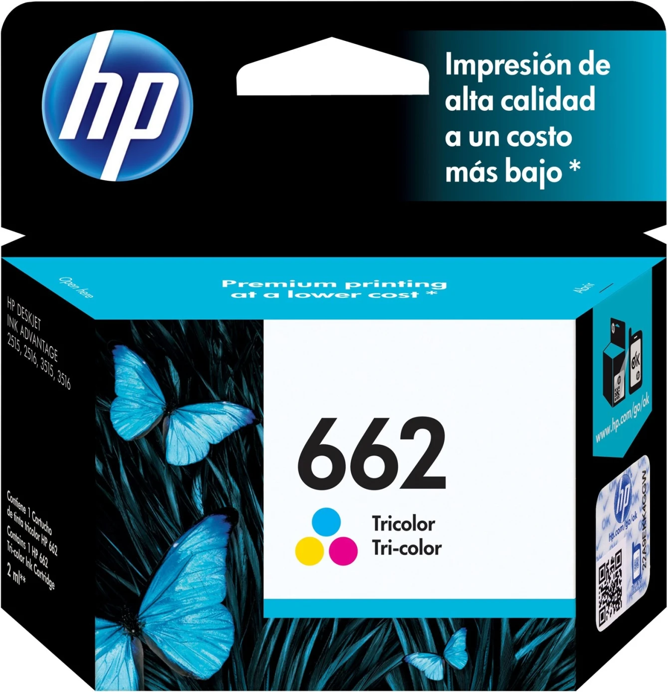Imagen 4 de Cartridge HP 662 Tricolor Tinta para Imp DeskJet 1015/1515/2510/2645, 100Pág 2ml