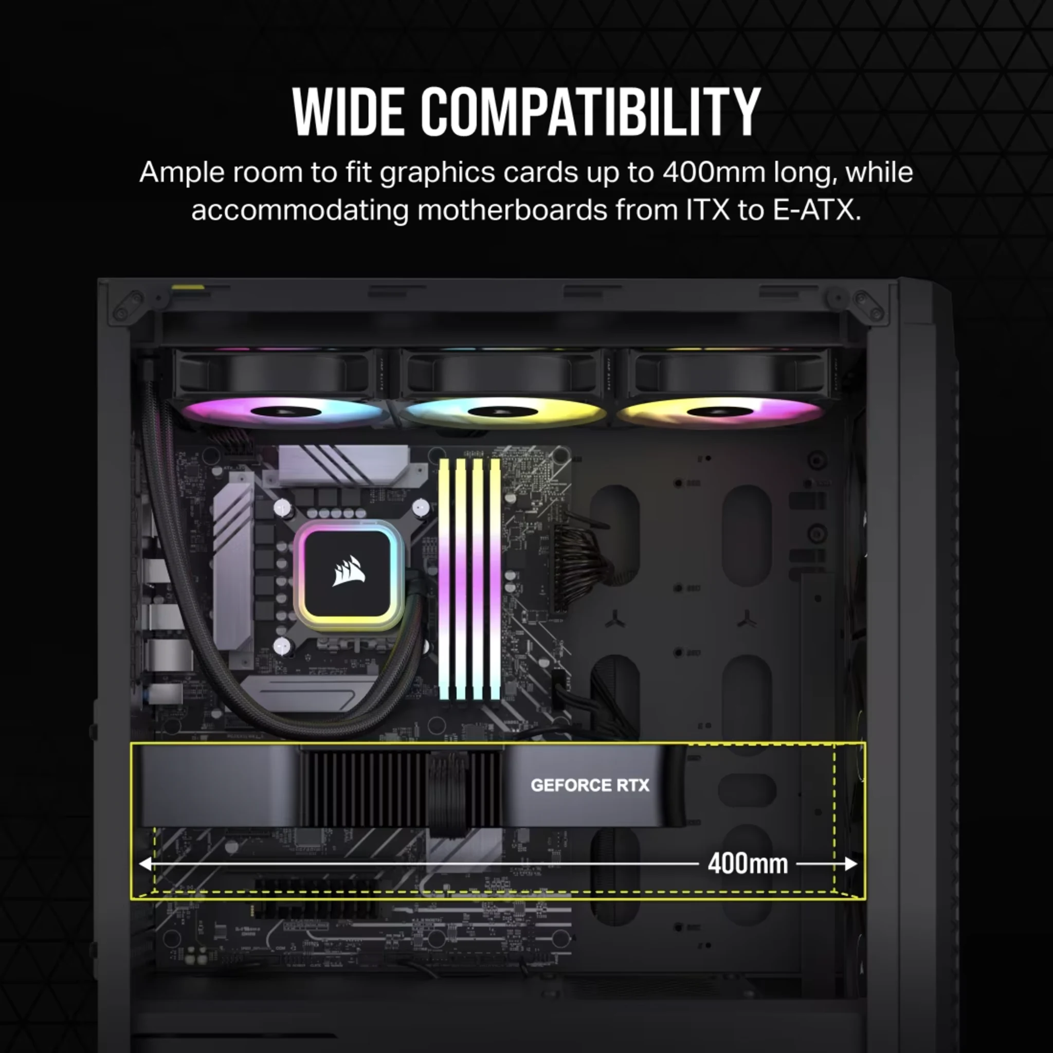 Imagen 1 de Gabinete Corsair 480T RGB 2*USB3.0 Vidrio Templado Filtro polvo ATX Negro