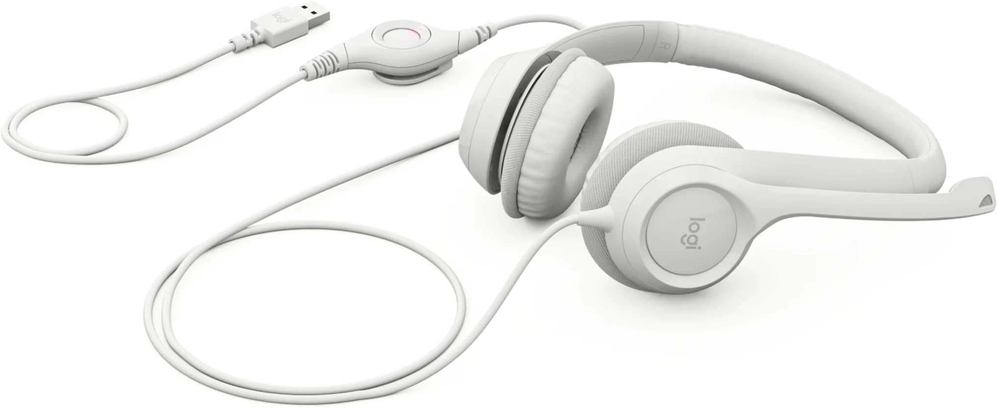 Imagen 1 de Audífonos Alámbricos Logitech H390 c/Mic bidirec Cancelacion de ruido USB Blanco