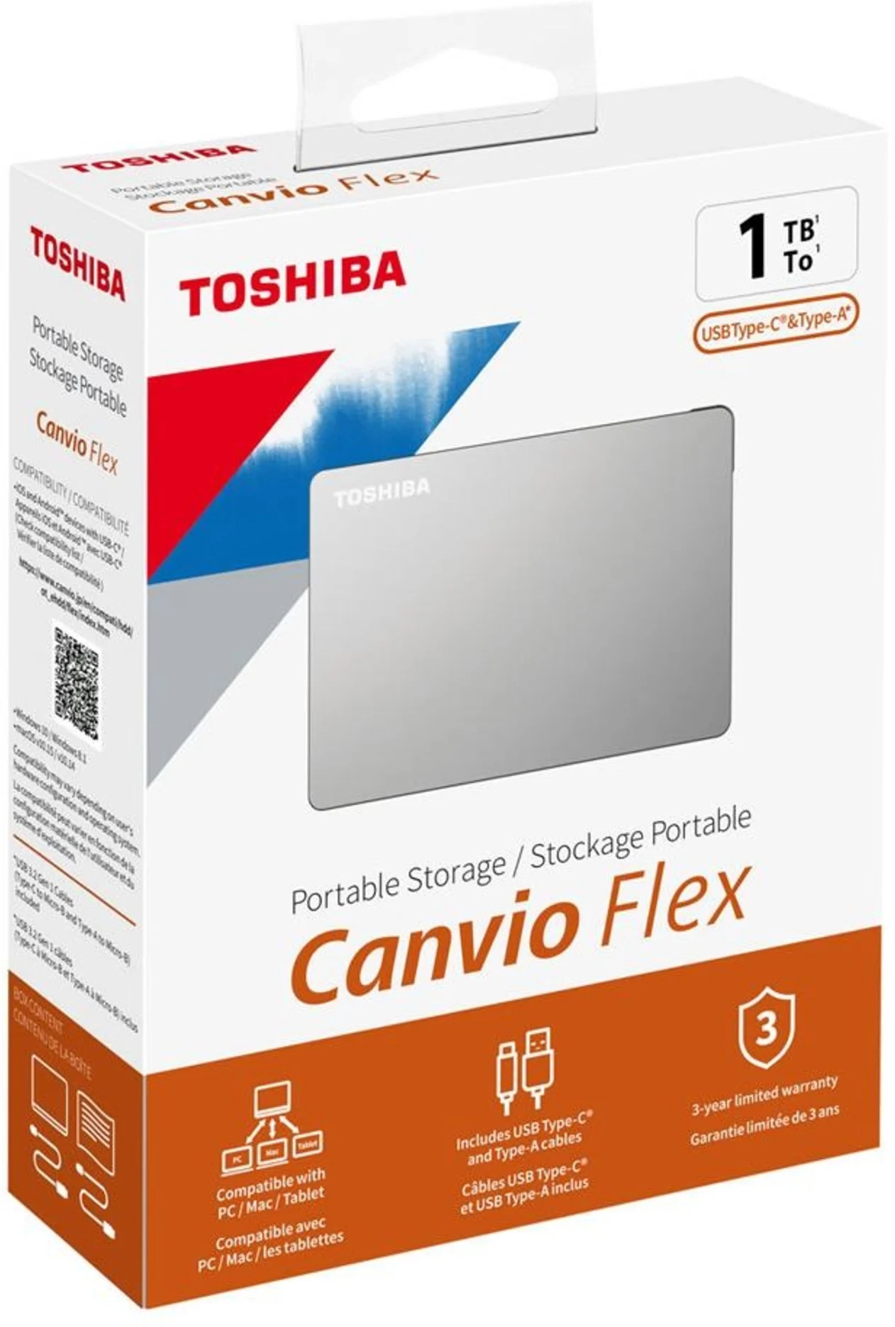 Imagen 0 de Disco Duro Externo Toshiba Canvio Flex 1TB Conector USB A/C Lec5000MBs Esc480MBs